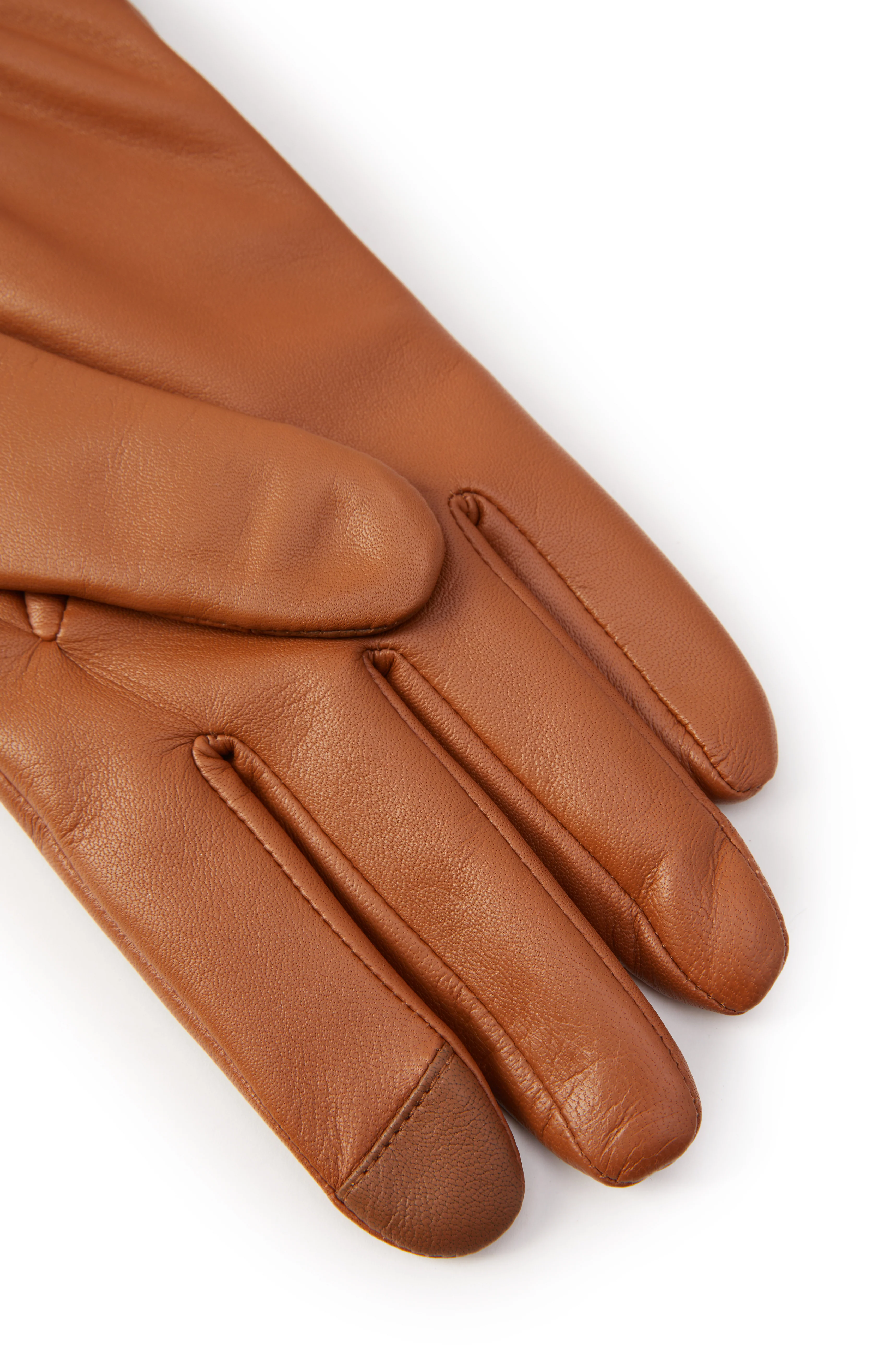 Contrast Leather Gloves (Tan Ink Navy) - Image 4