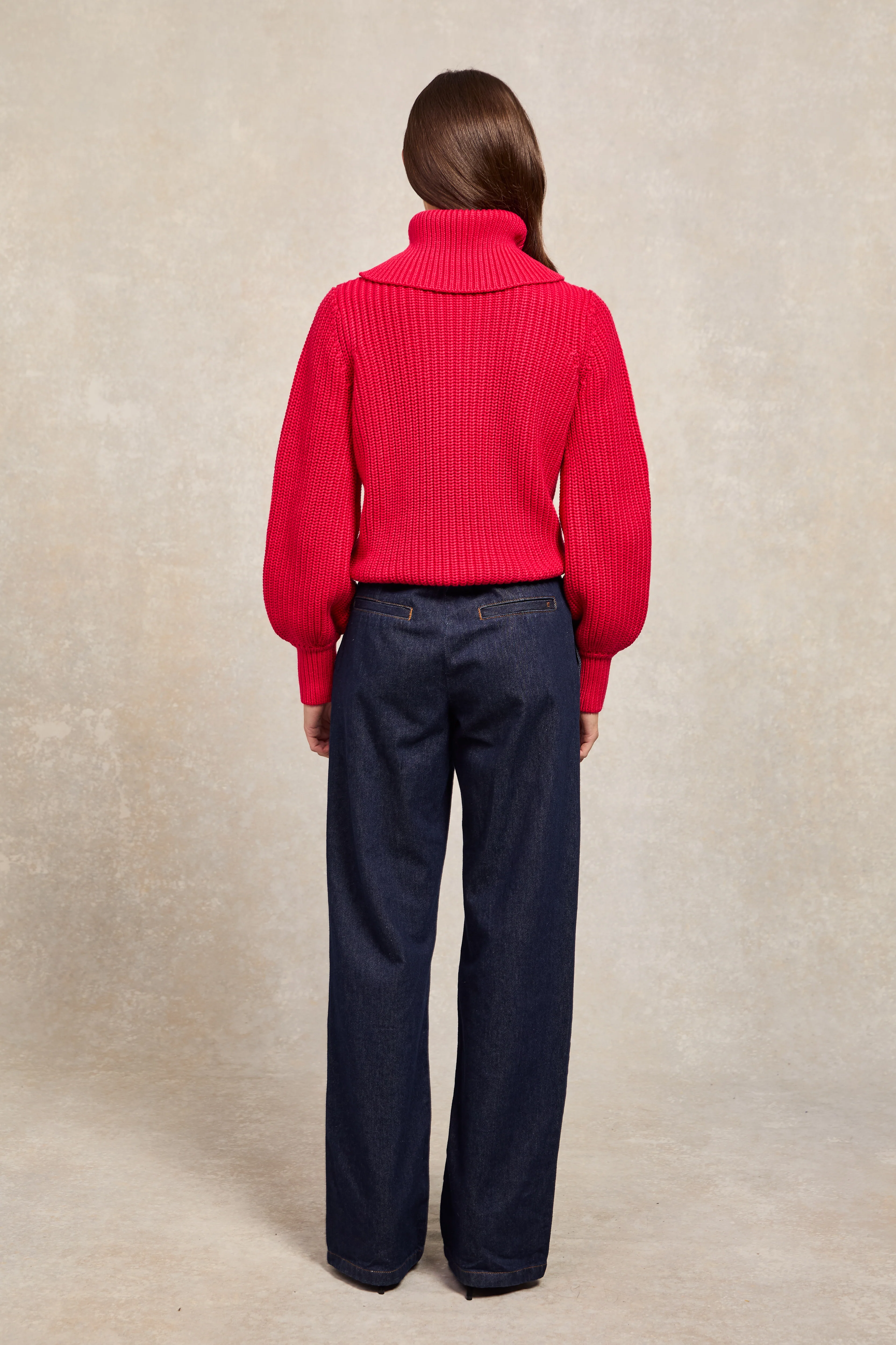 Corded Roll Neck Knit (Raspberry) - Image 7