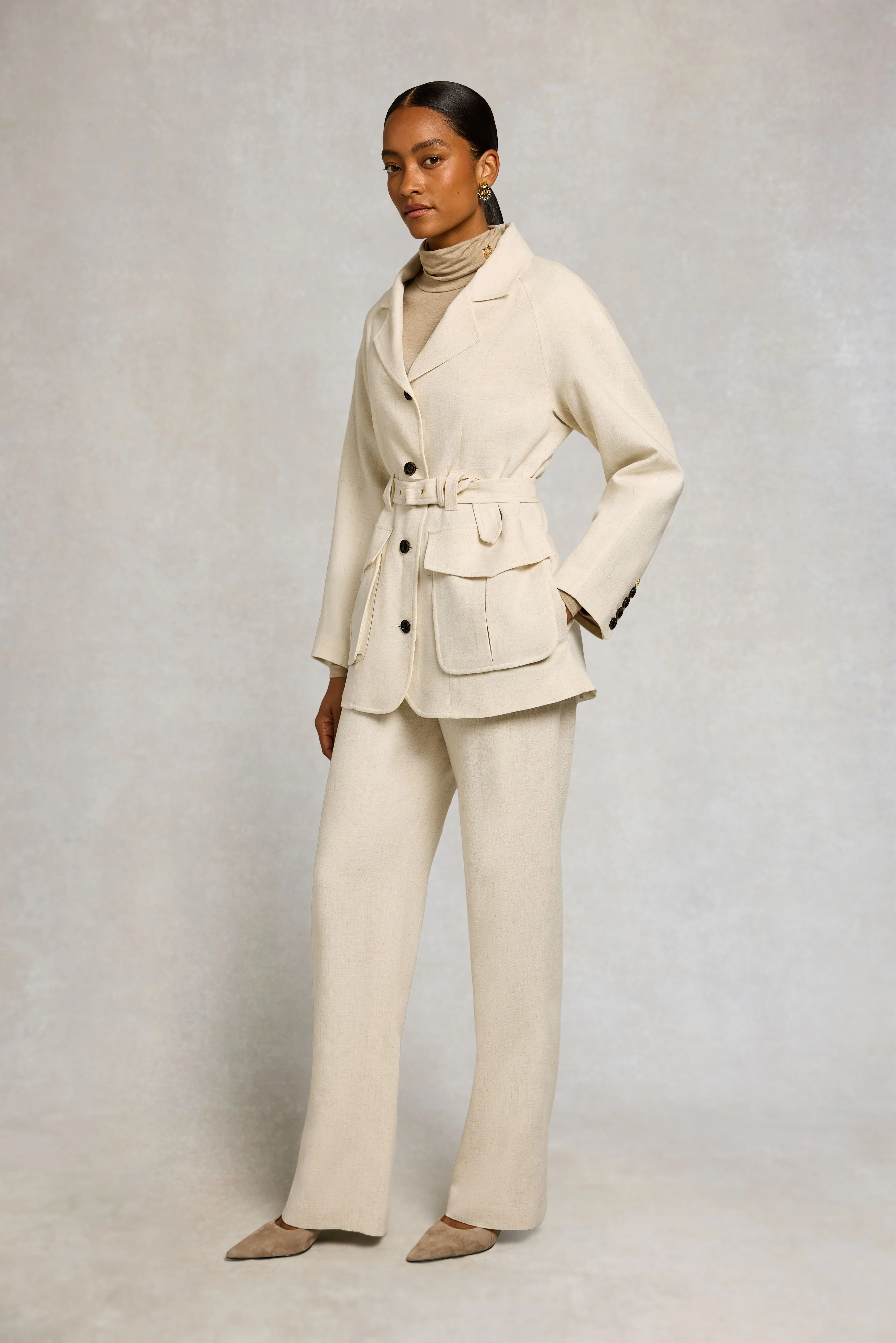 Cotswold Belted Jacket (Natural Linen) - Image 2