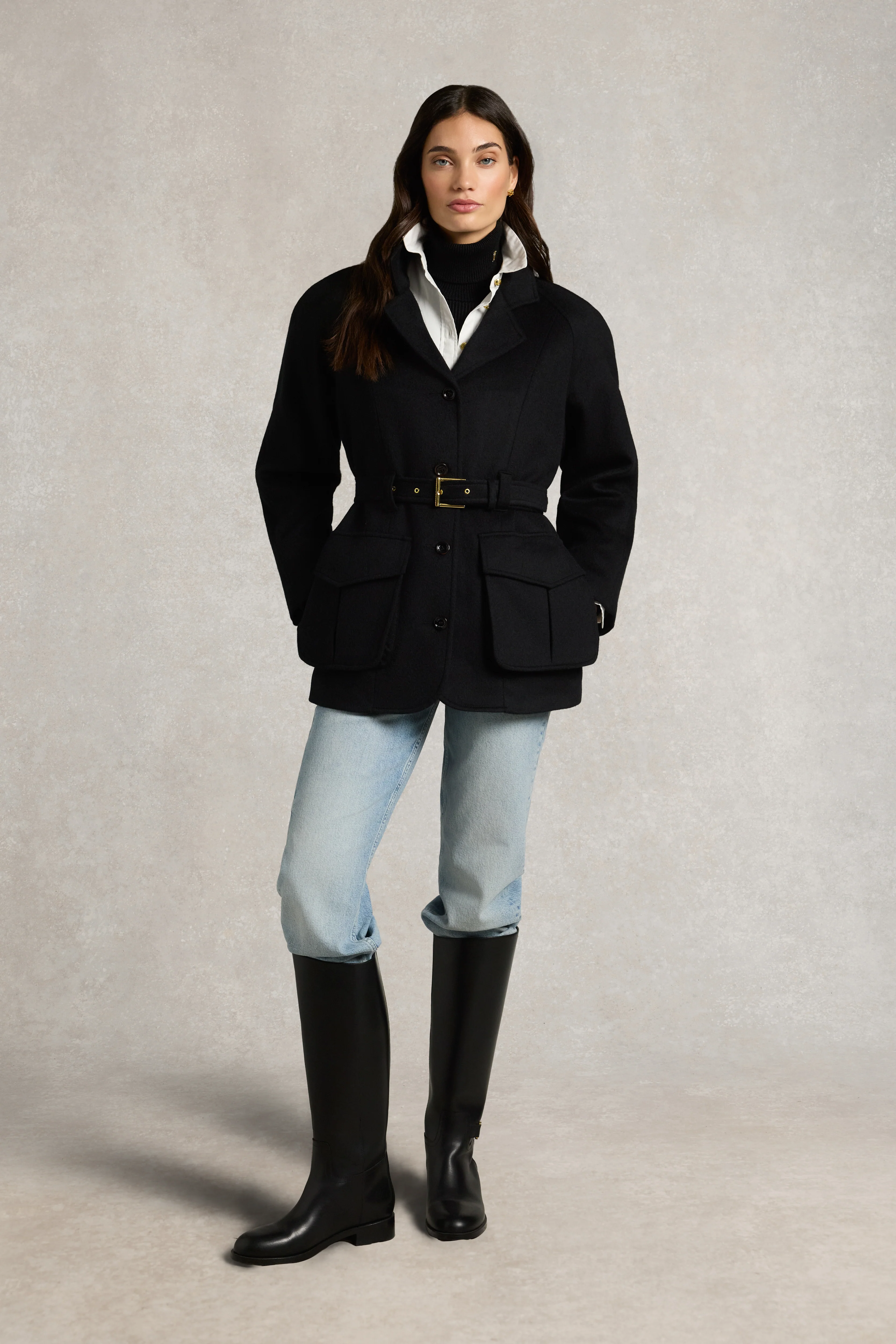 Cotswold Belted Jacket (Soft Black) - Image 3