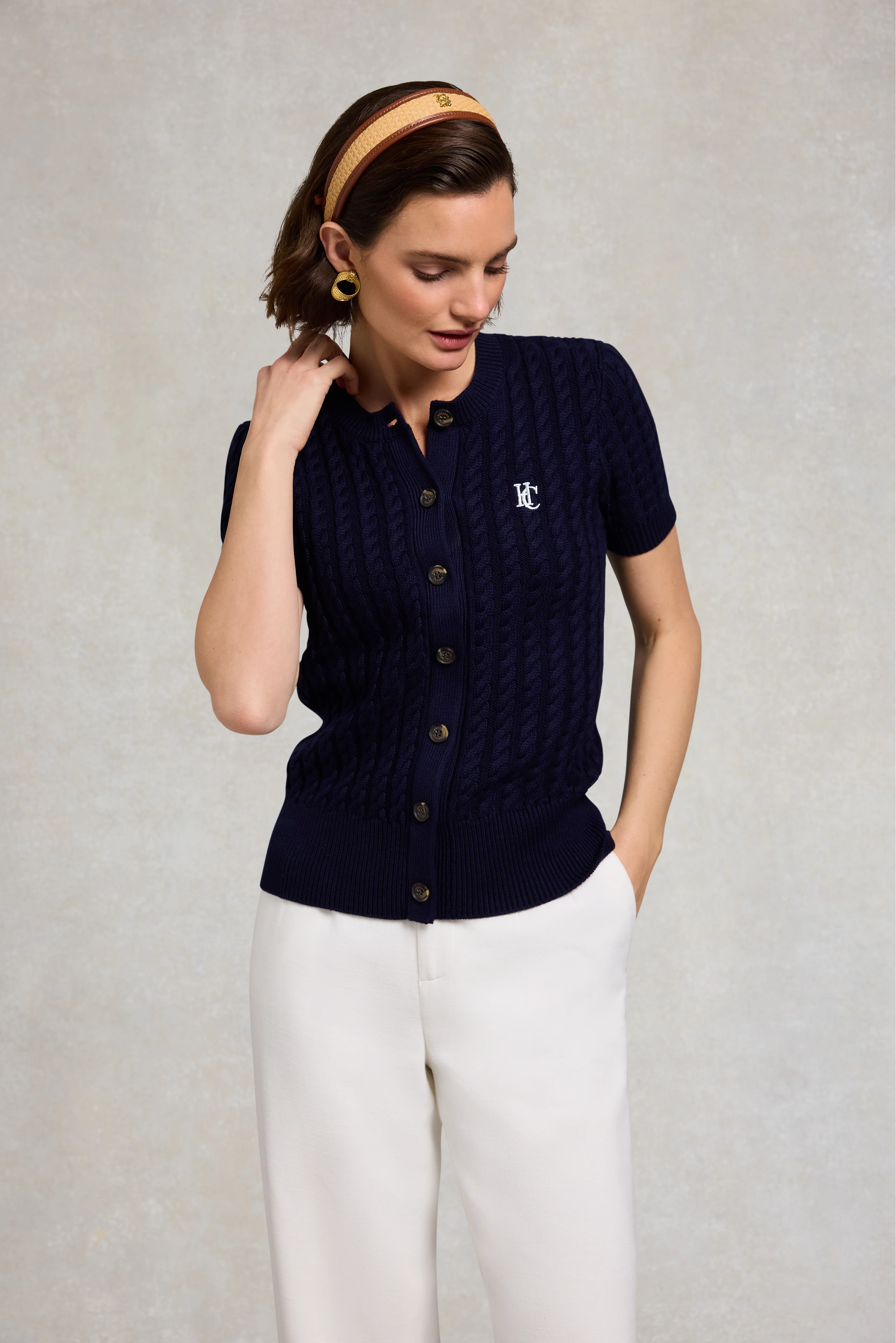 Cotswold Short Sleeve Cardigan (Ink Navy) - Image 3