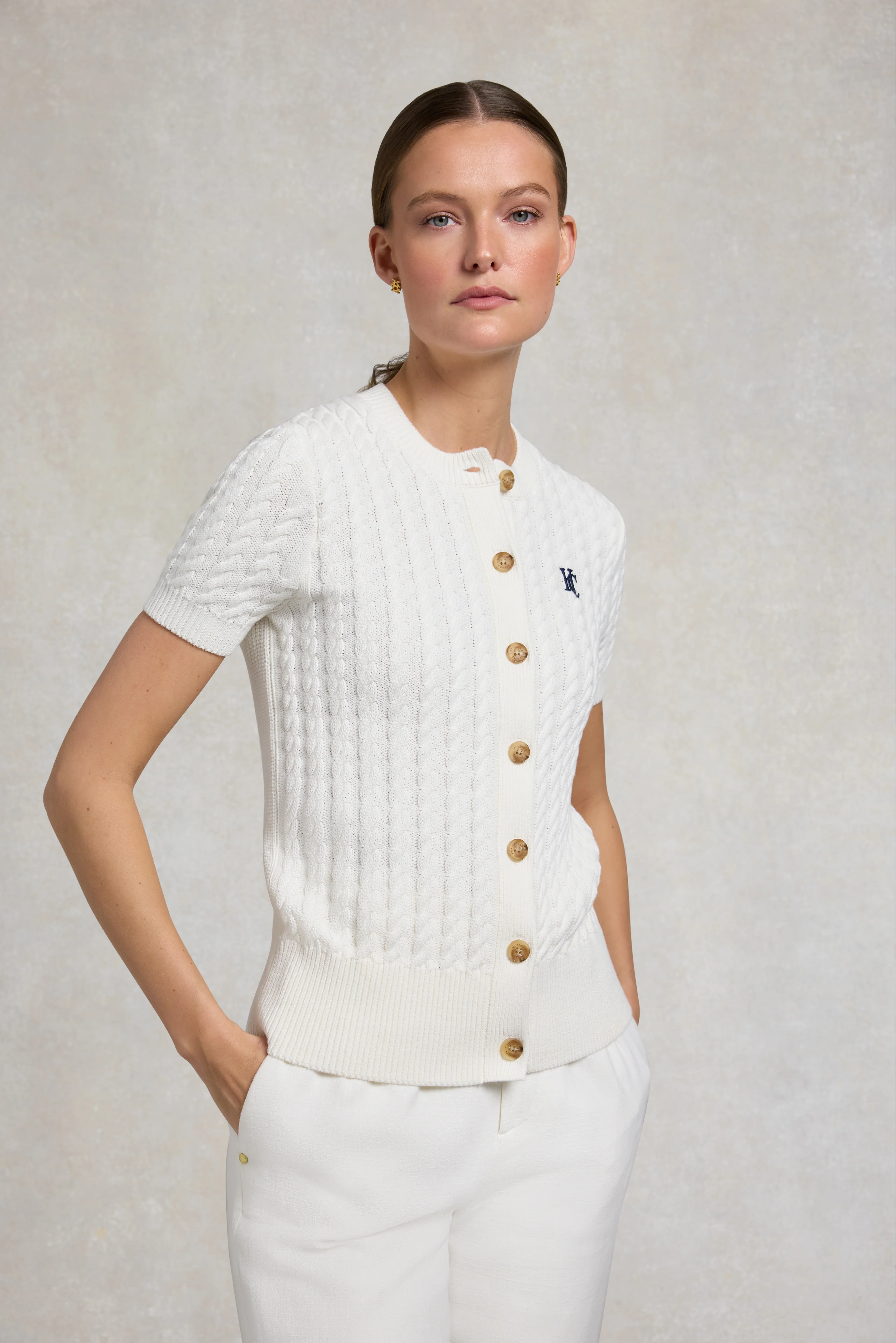 Cotswold Short Sleeve Cardigan (Natural)