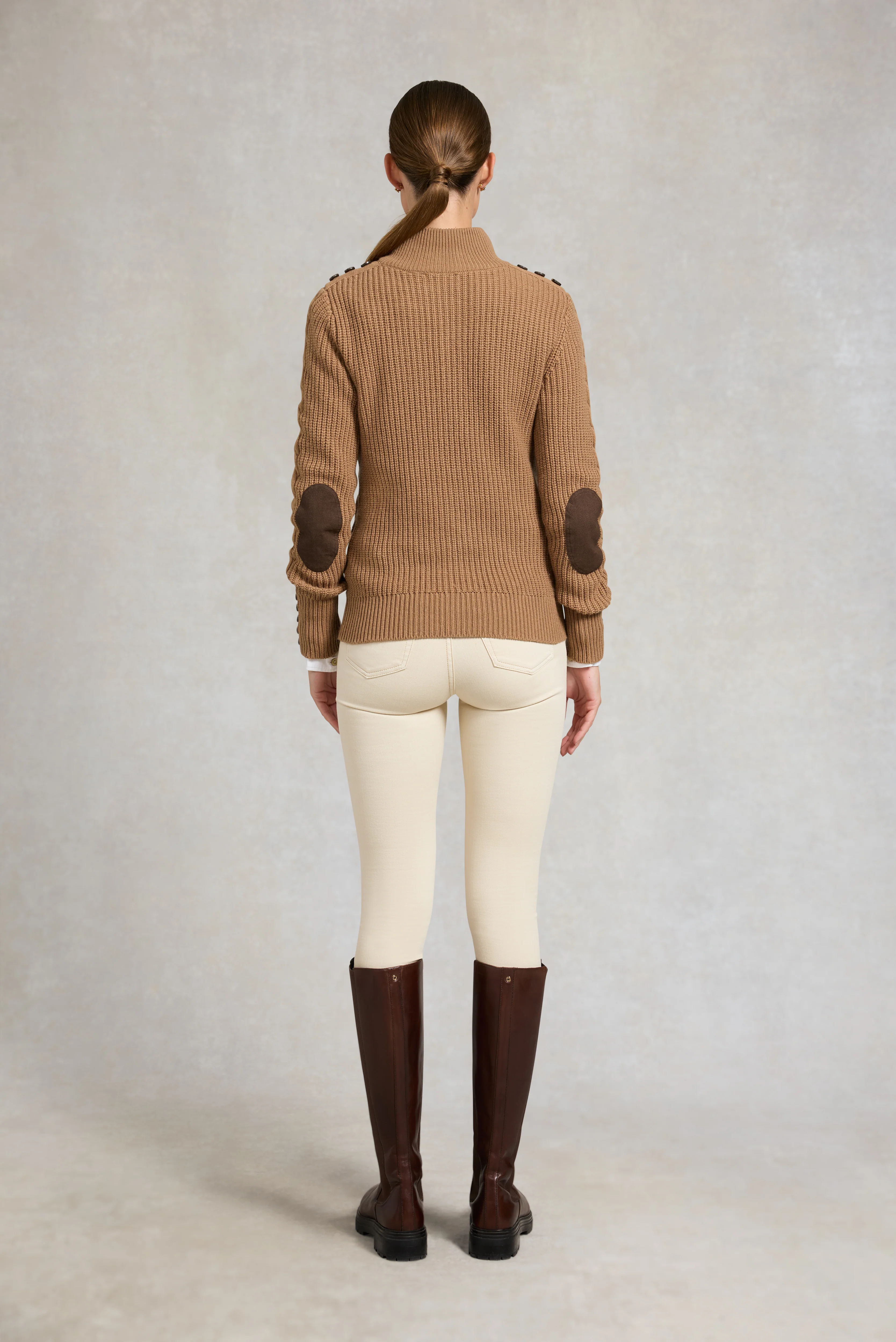 Country Cable Quarter Zip Knit (Caramel) - Image 4
