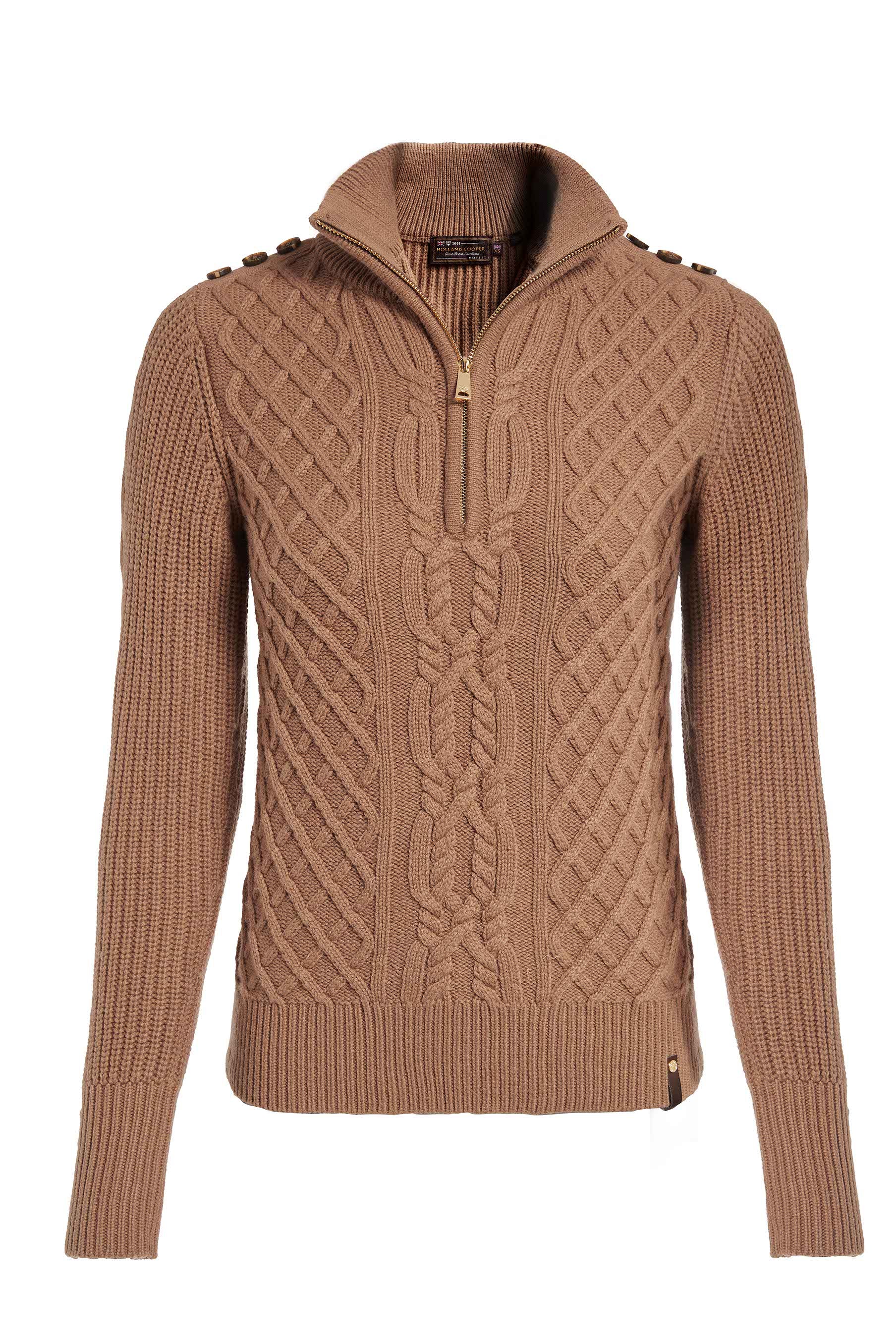 Country Cable Quarter Zip Knit (Caramel) - Image 6