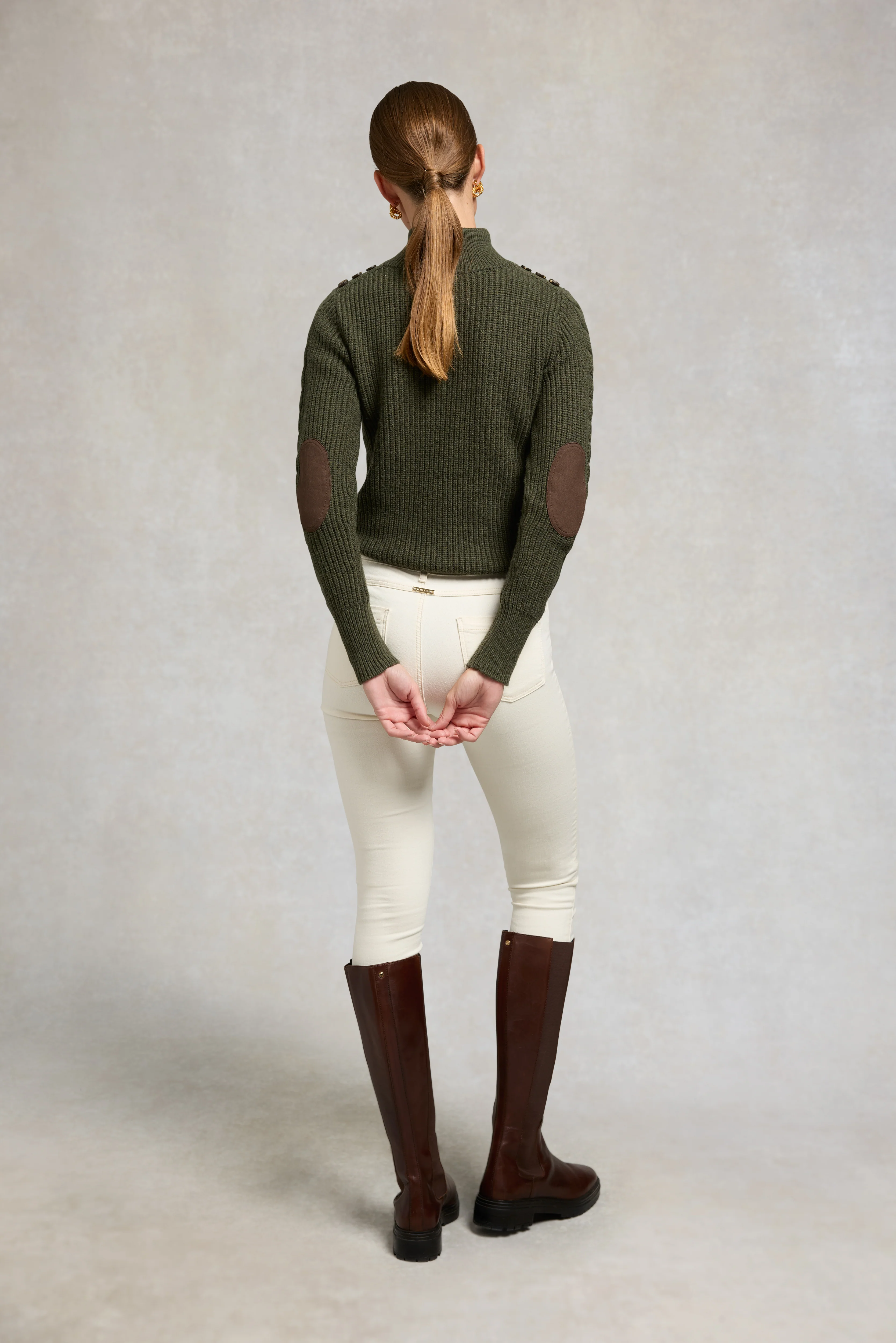 Country Cable Quarter Zip Knit (Forest Green) - Image 4