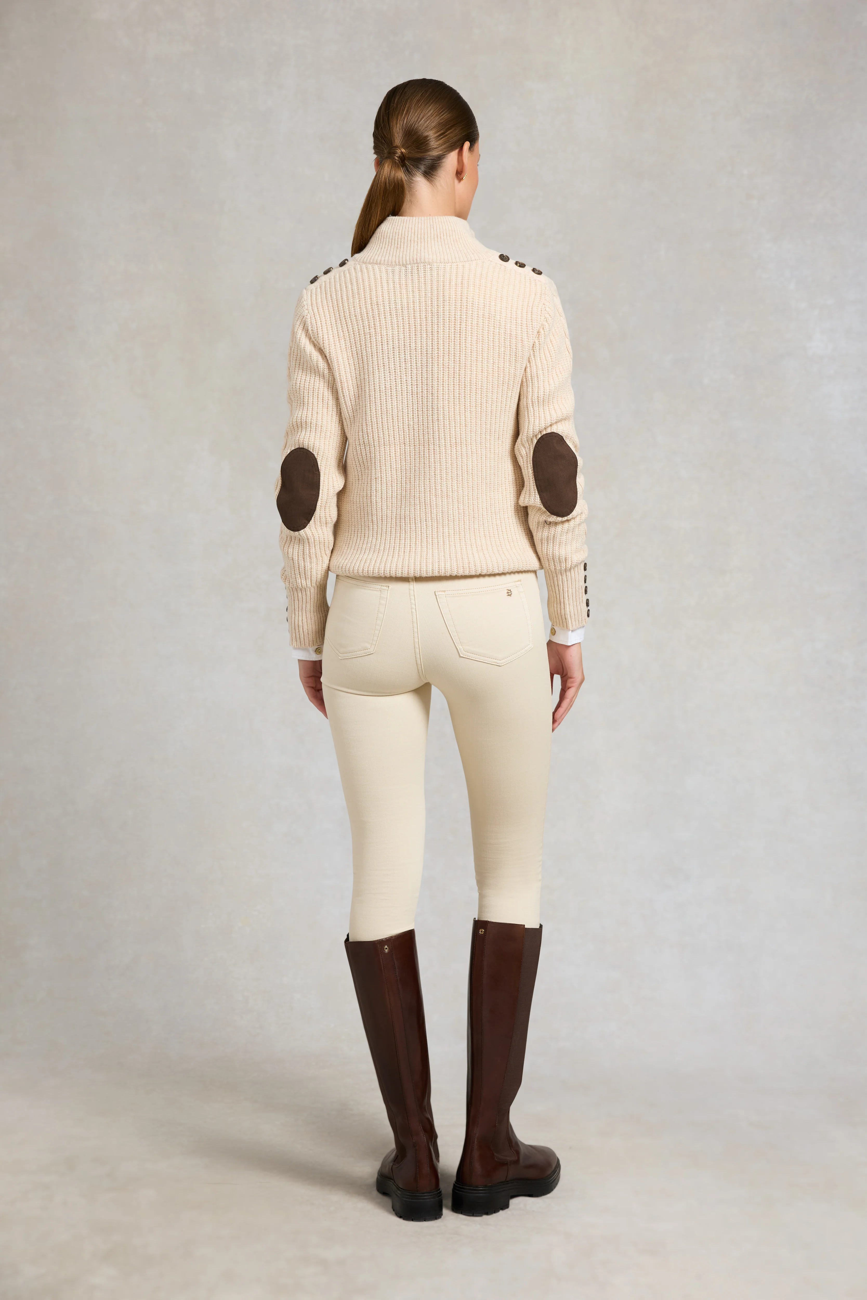 Country Cable Quarter Zip Knit (Oat) - Image 4