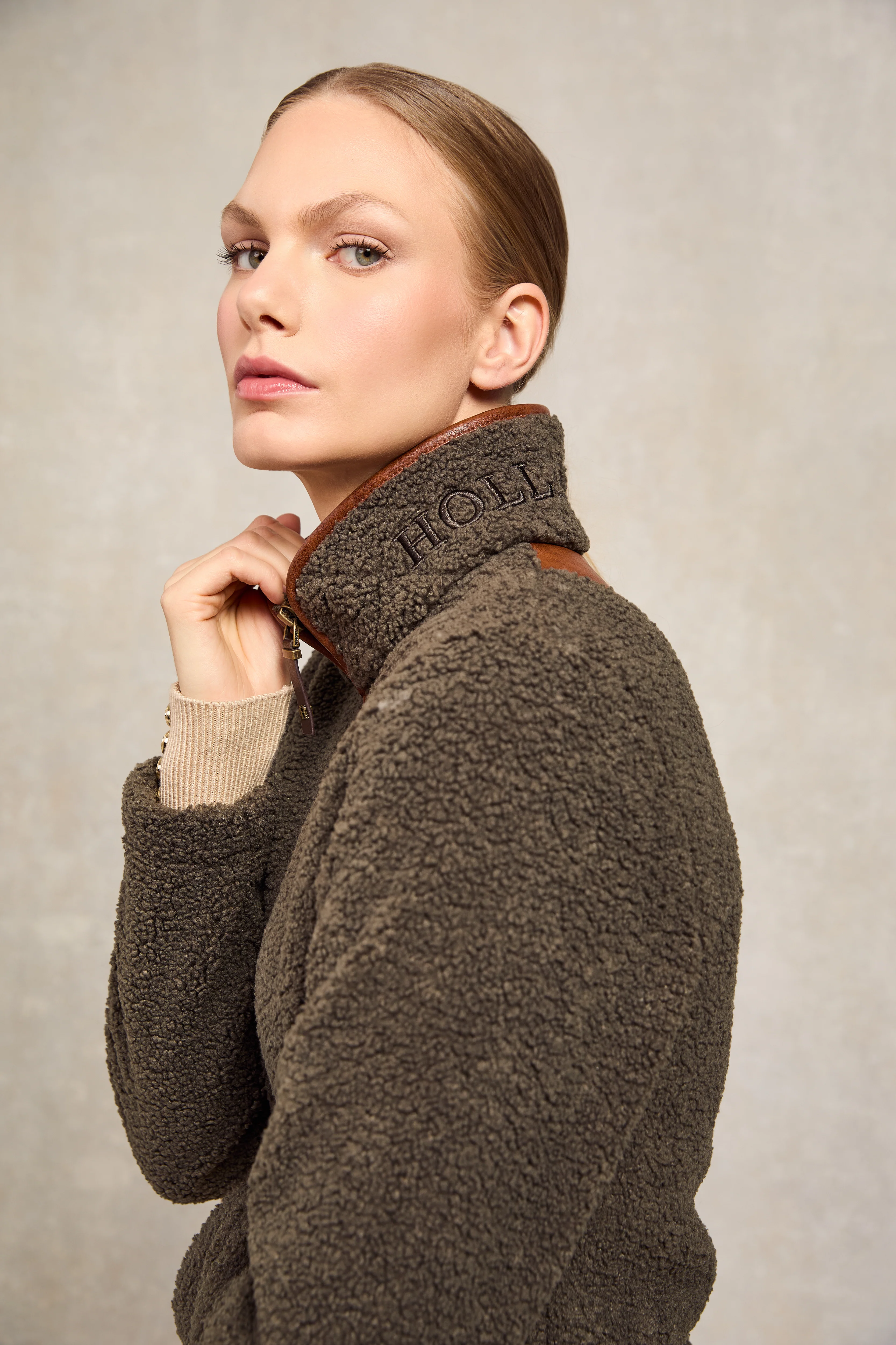Country Fleece Jacket (Khaki Borg) - Image 3