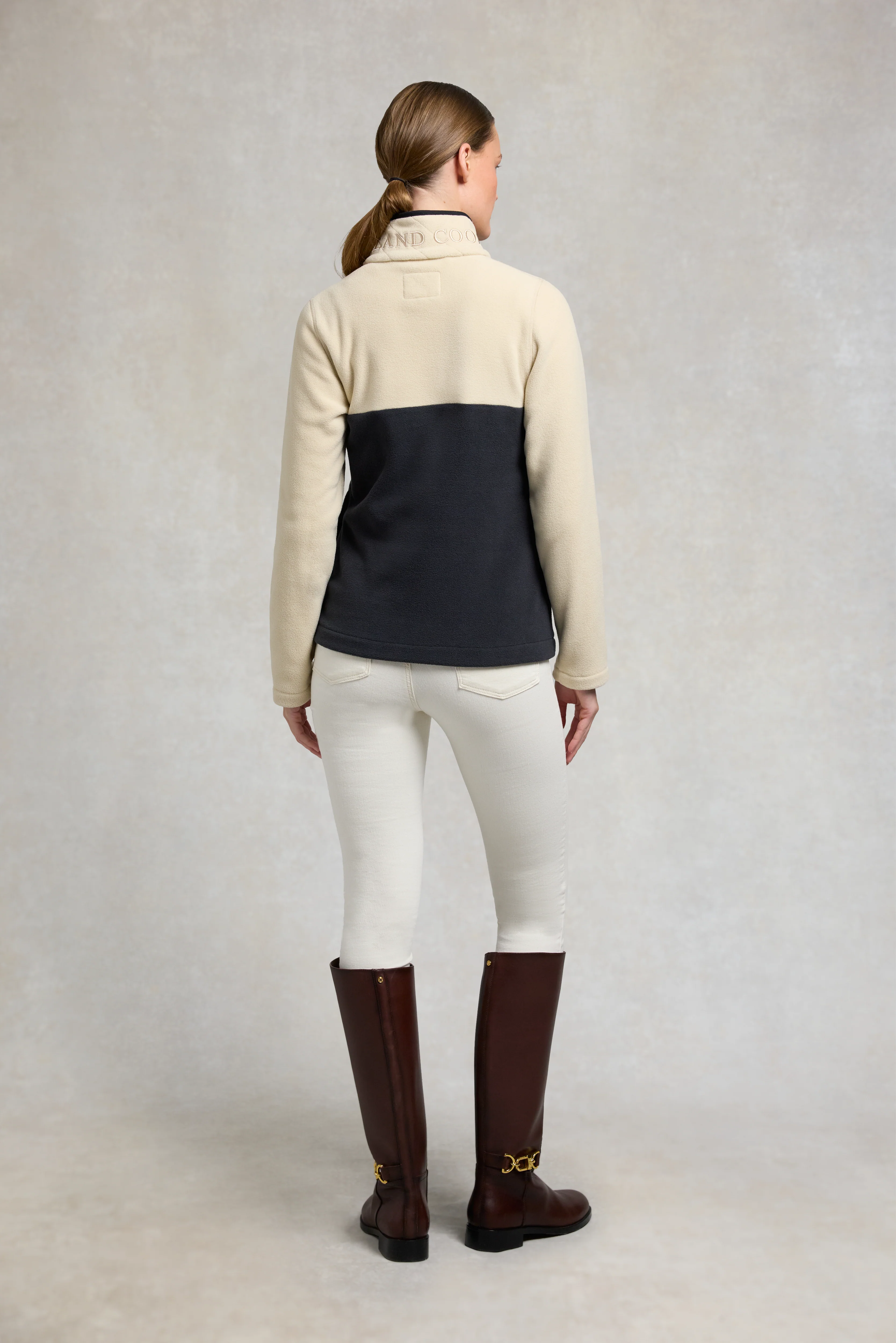 Country Fleece Quarter Zip (Ecru Navy) - Image 5