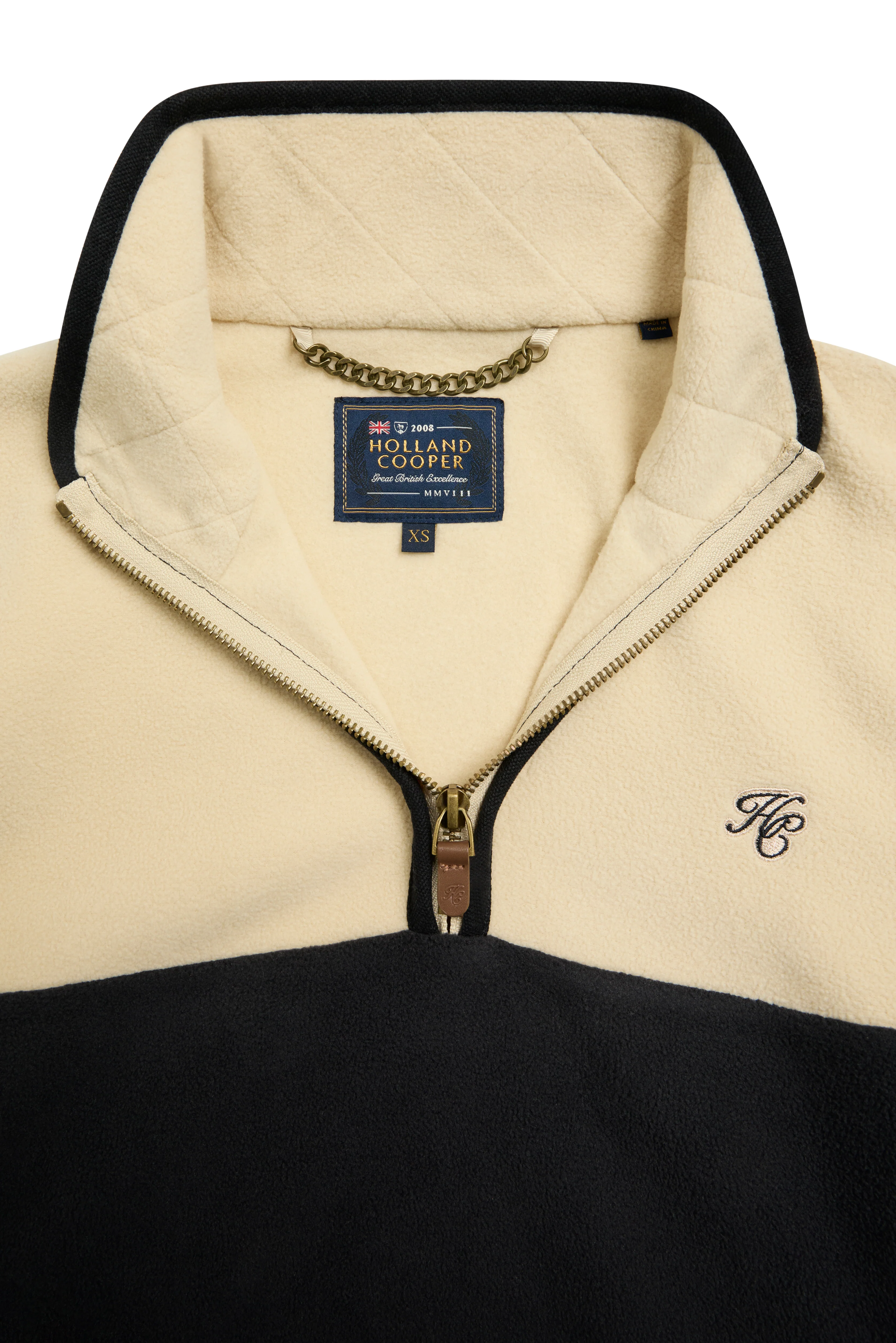 Country Fleece Quarter Zip (Ecru Navy) - Image 7