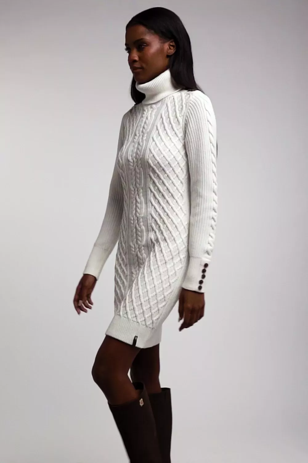 Country Roll Neck Dress (Cream) - Image 5
