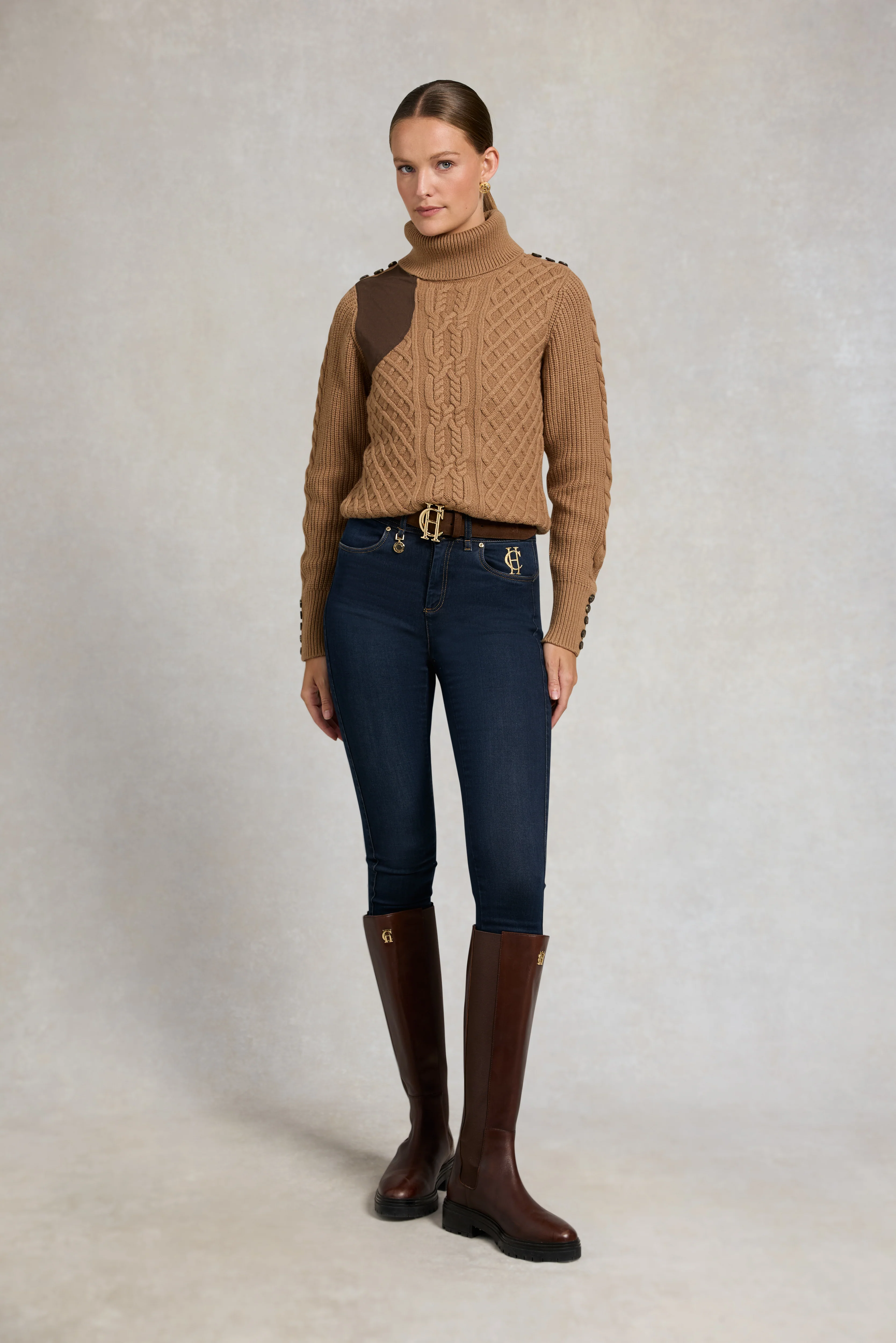 Country Roll Neck Knit (Caramel) - Image 2