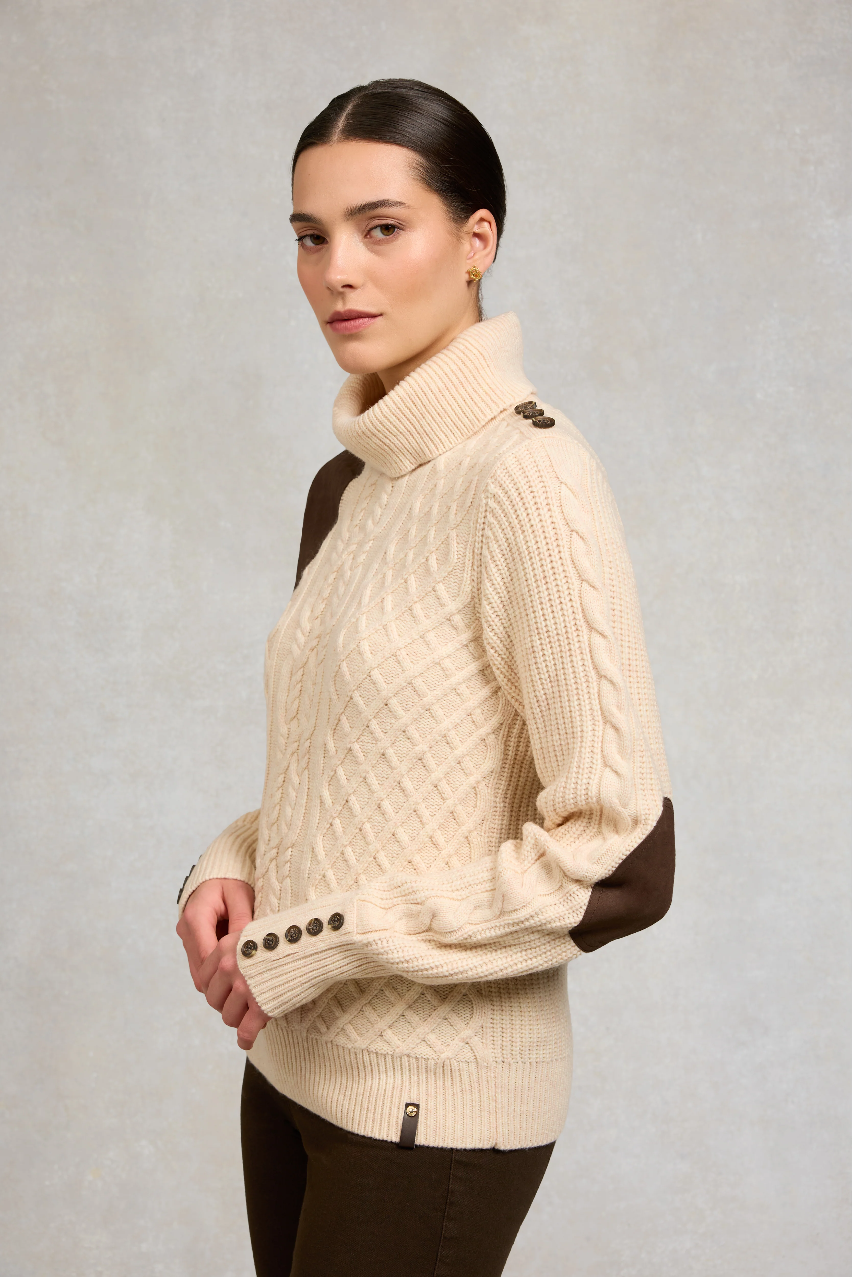 Country Roll Neck Knit (Oatmeal) - Image 2