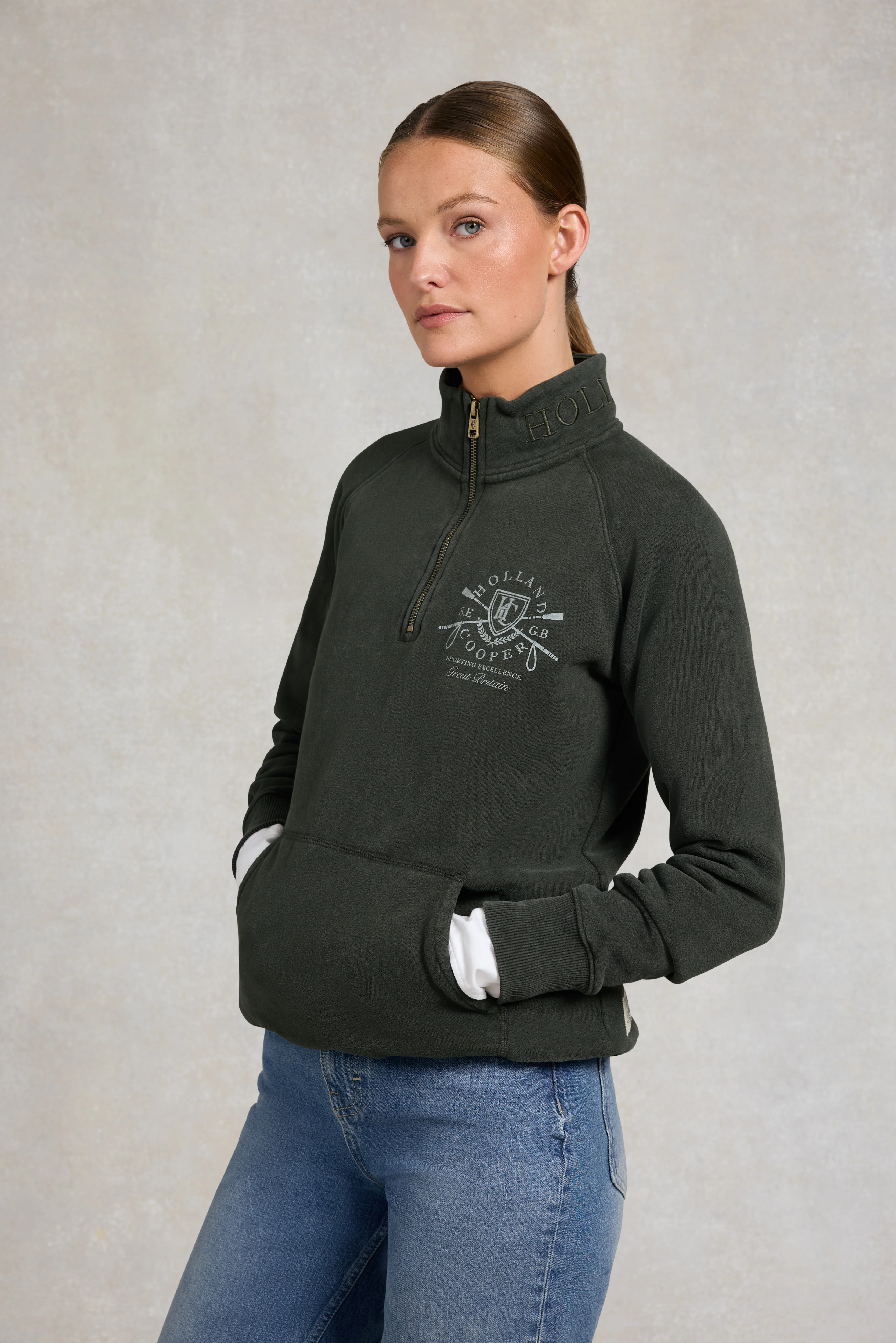 Crest Zip Henley (Racing Green) - Image 2