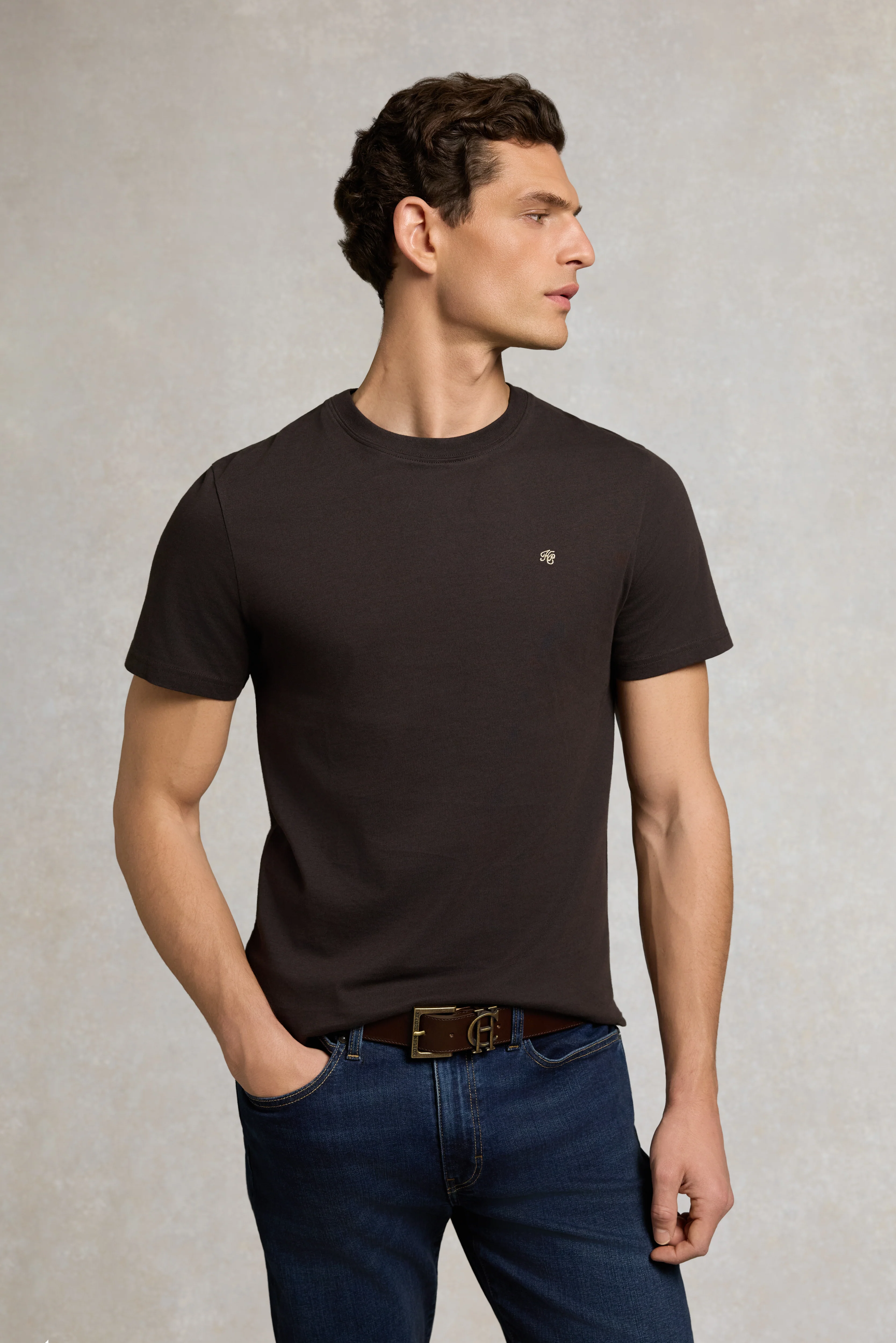 Men's Crew Neck T-Shirt (Chocolate) - Image 3
