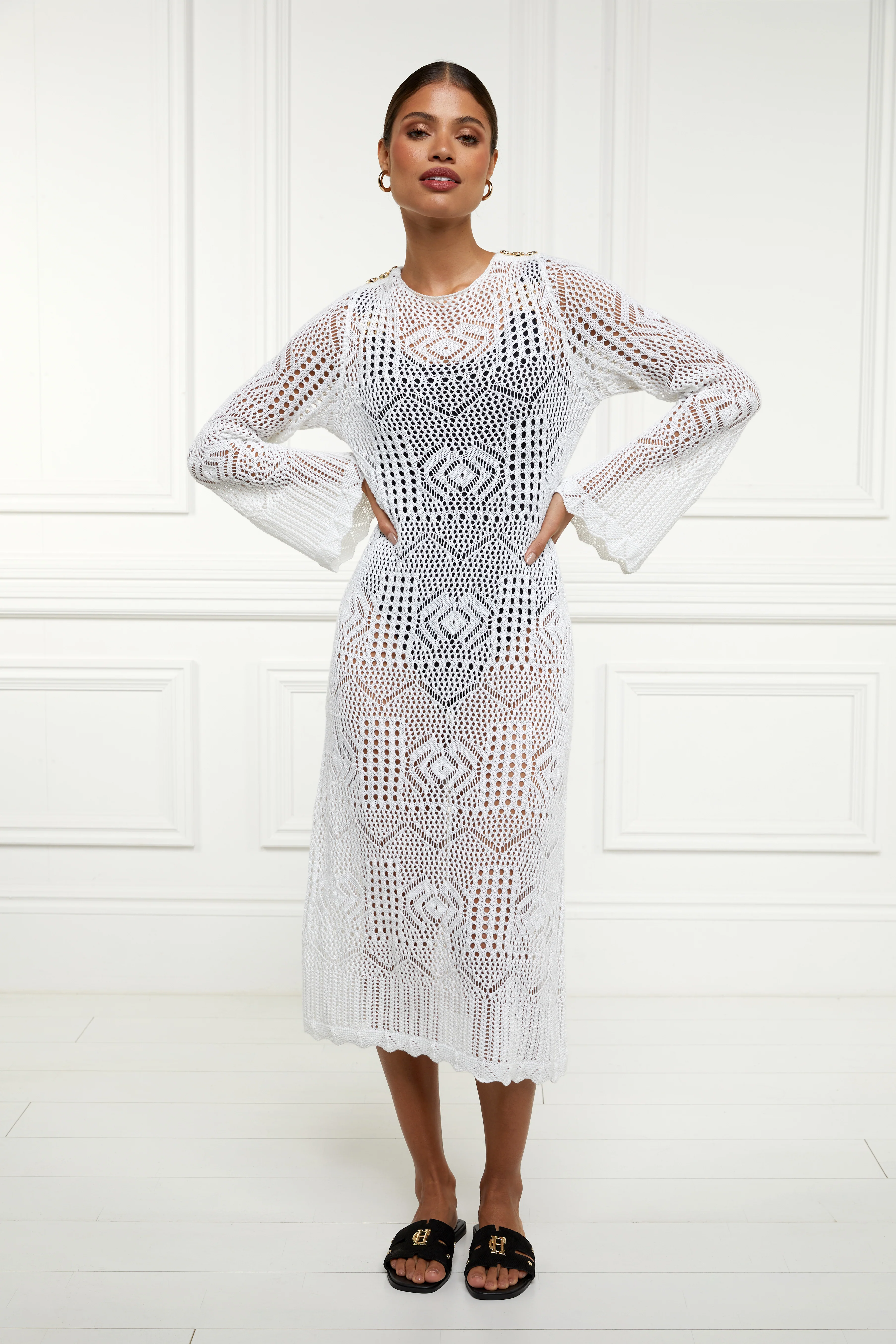 Crochet Beach Dress (White) - Image 3