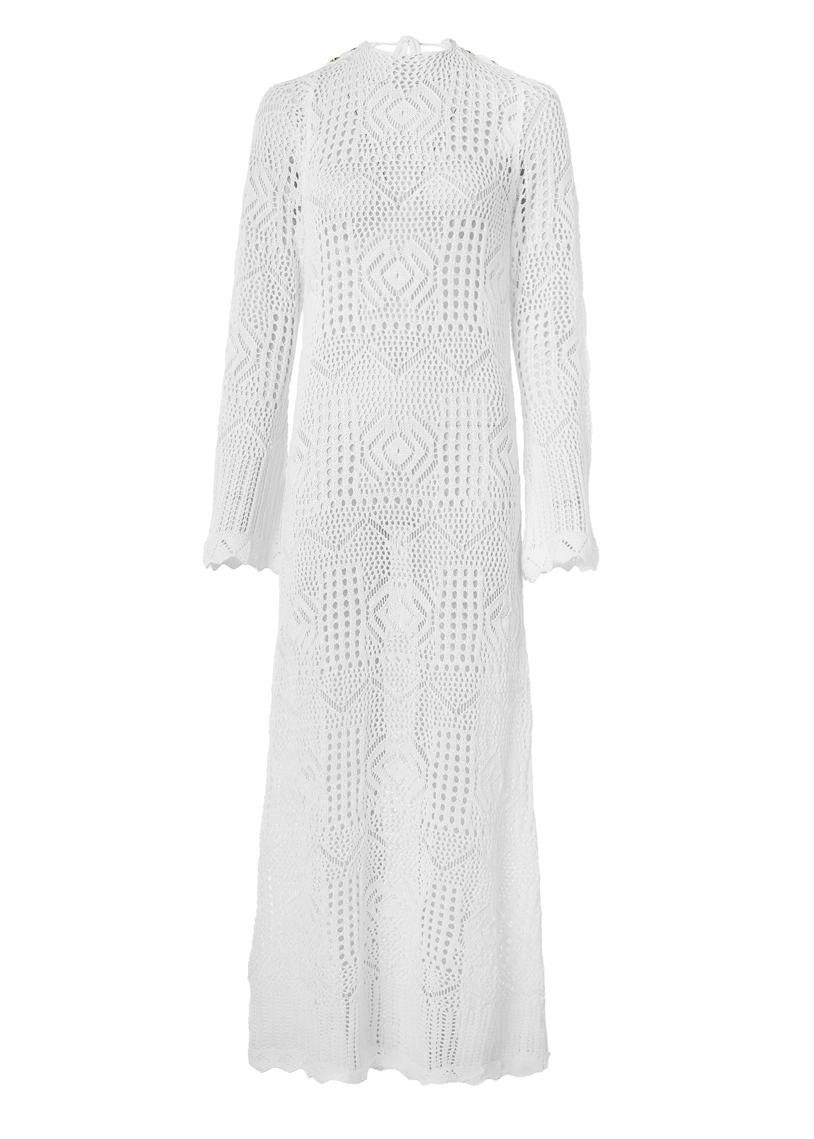 Crochet Beach Dress (White) - Image 4