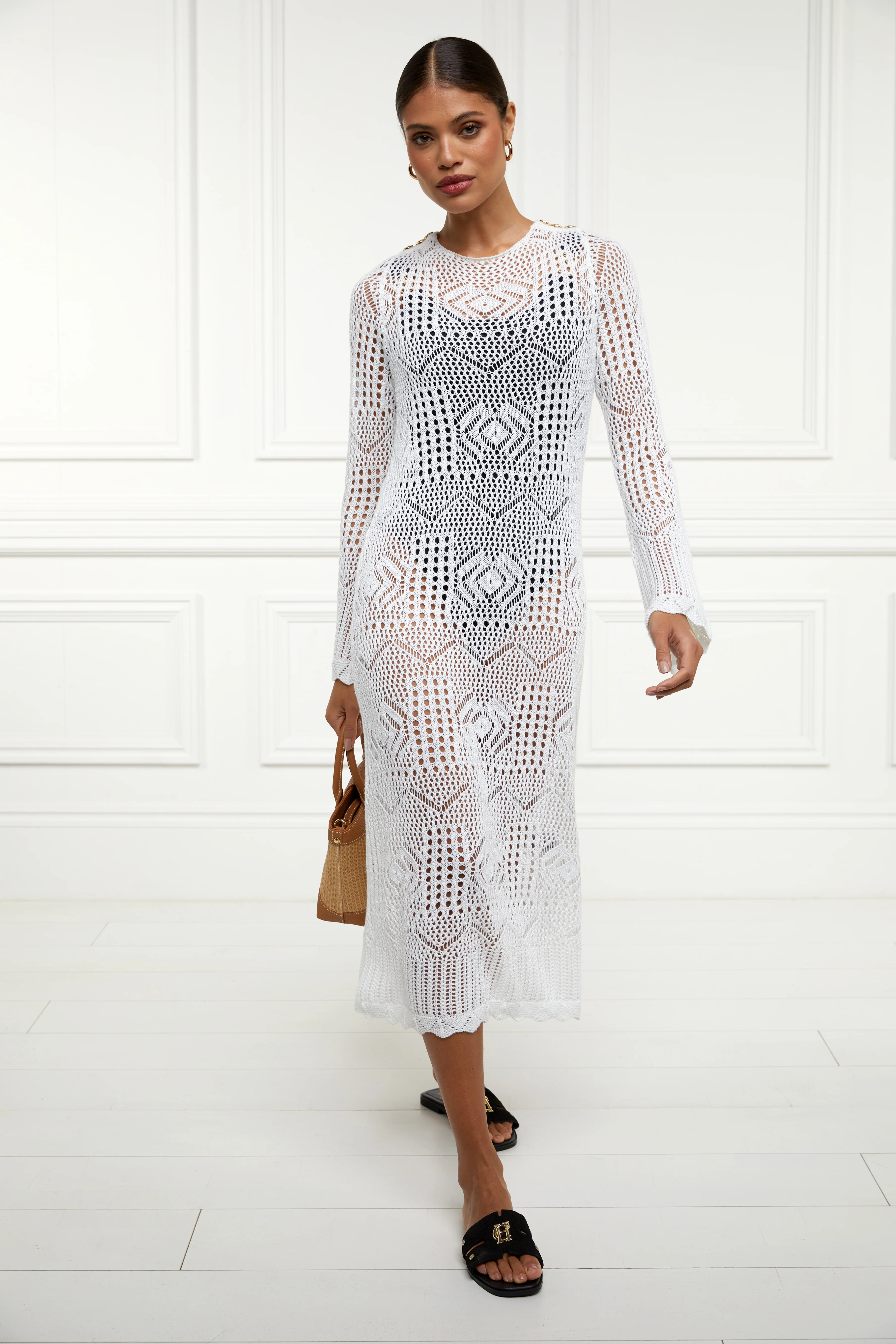 Crochet Beach Dress (White) - Image 6
