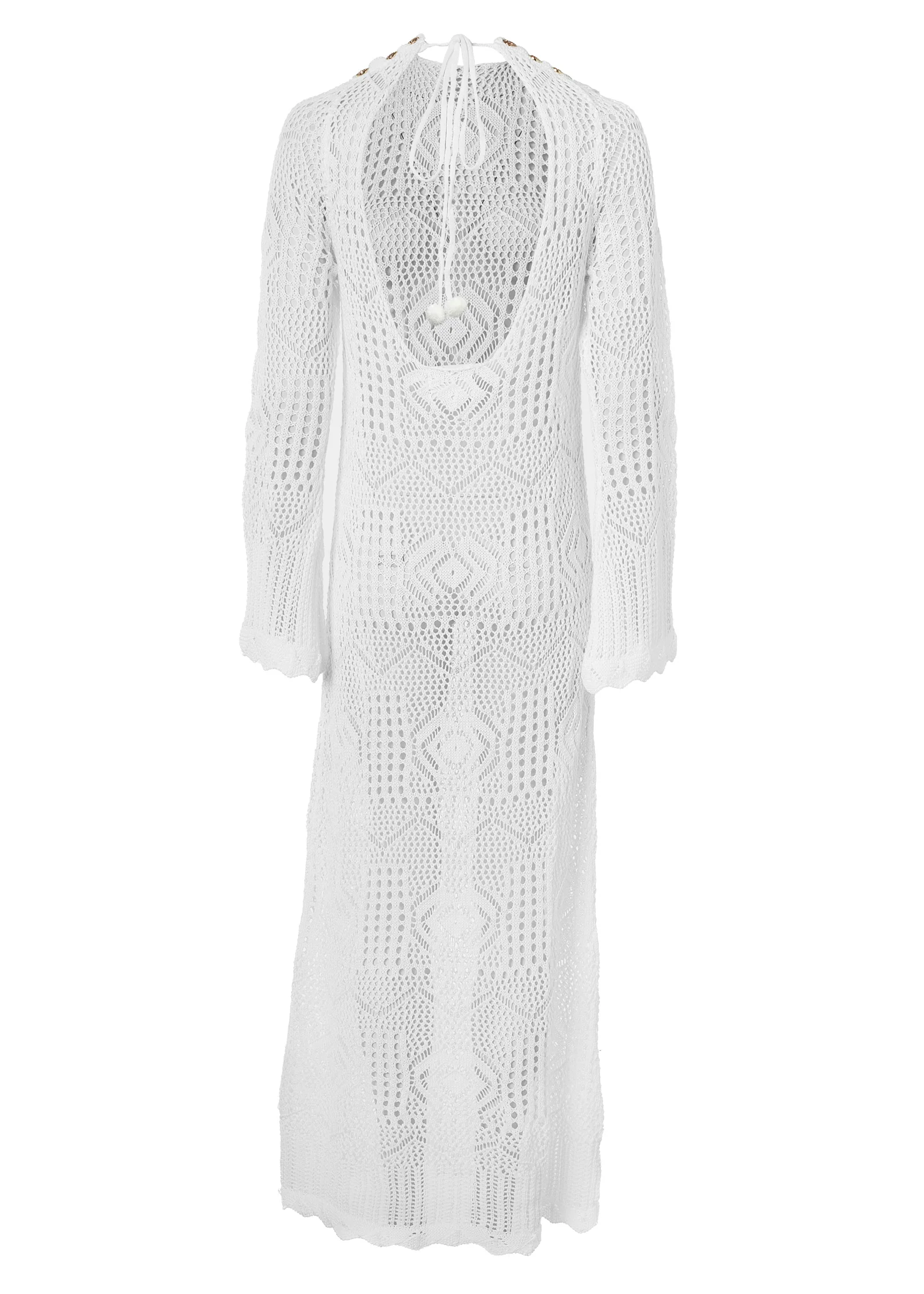 Crochet Beach Dress (White) - Image 8