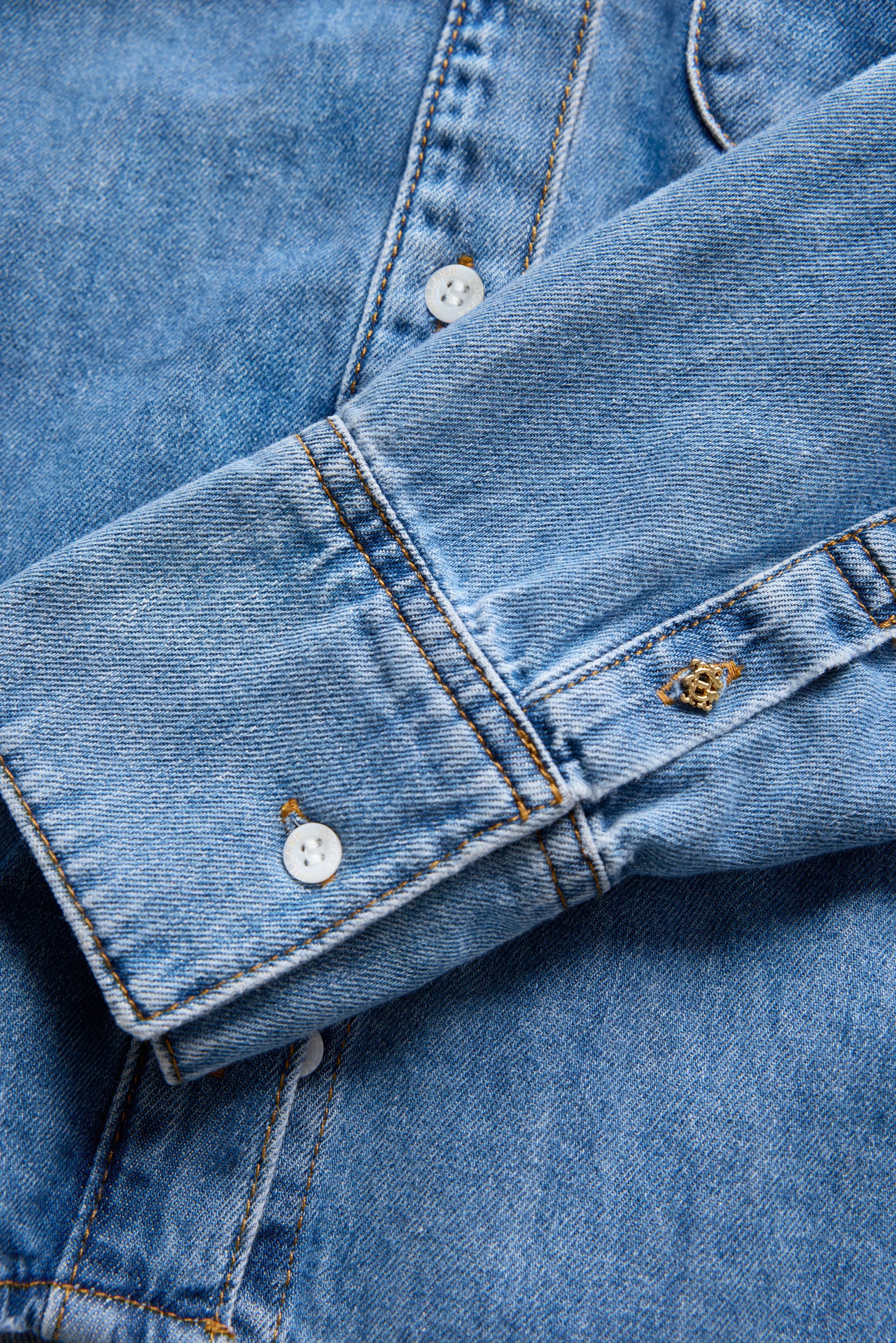 Cropped Denim Shirt (Mid Quartz Blue) - Image 9