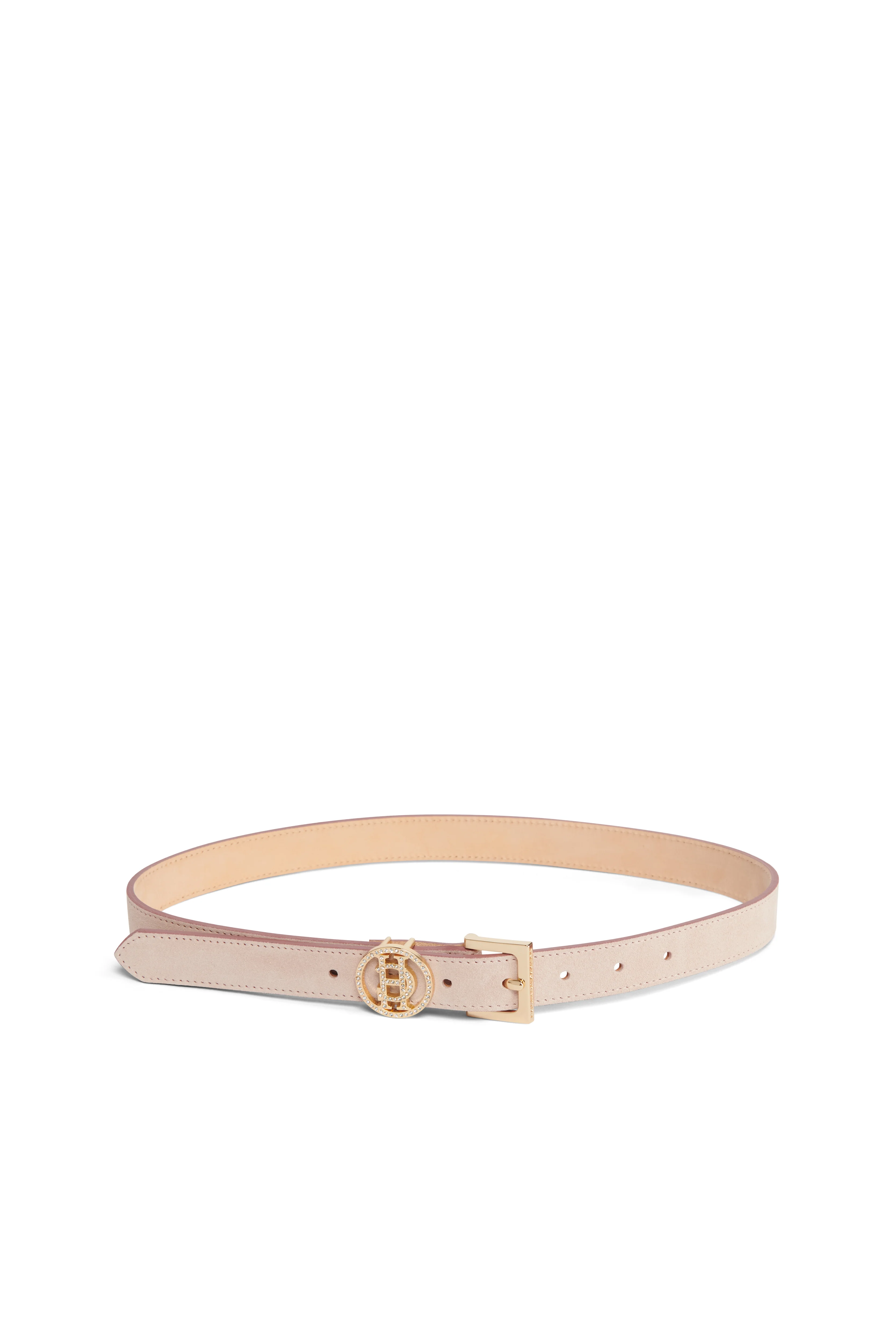 Crystal Logo Slim Belt (Blush Suede) - Image 2