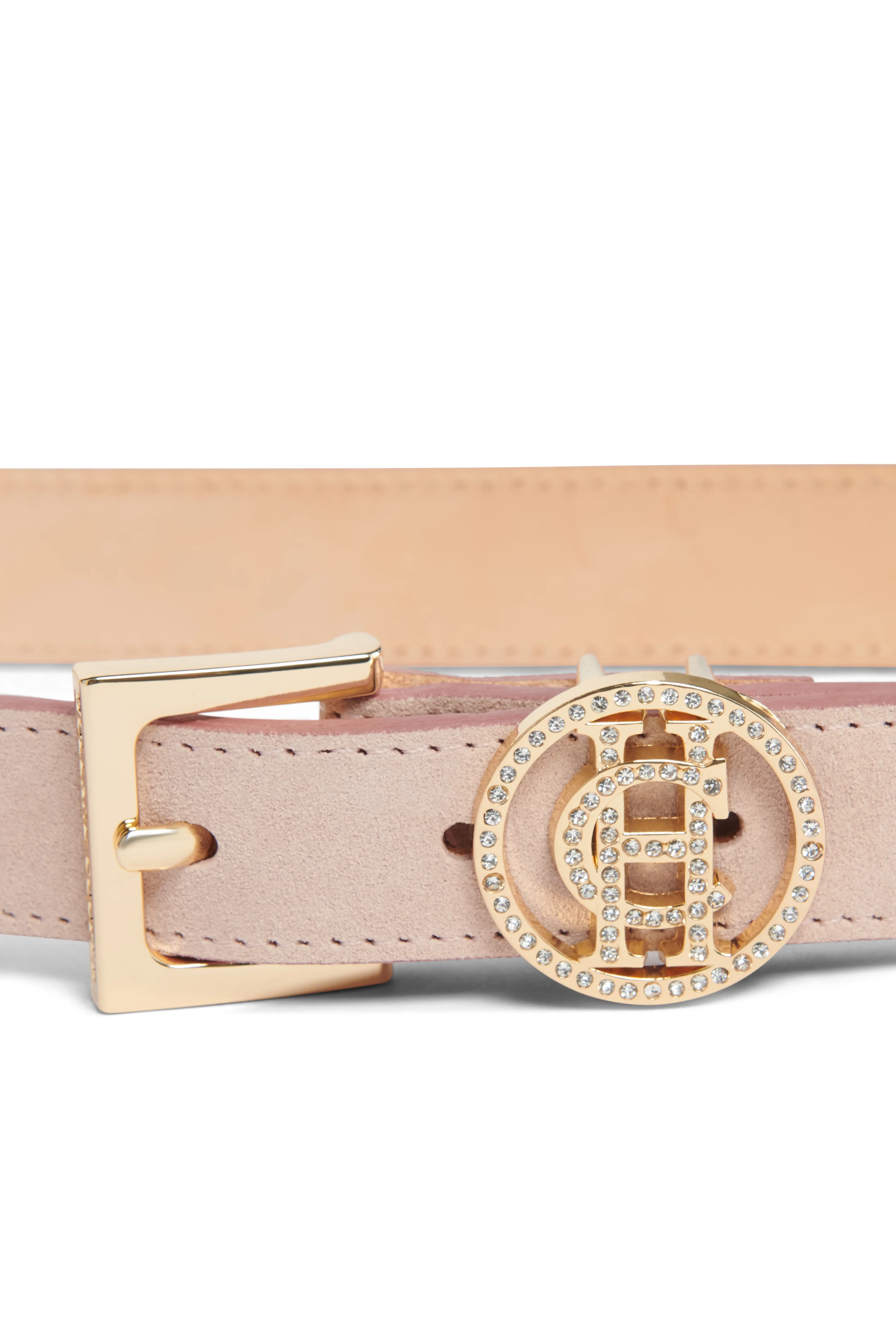 Crystal Logo Slim Belt (Blush Suede) - Image 5