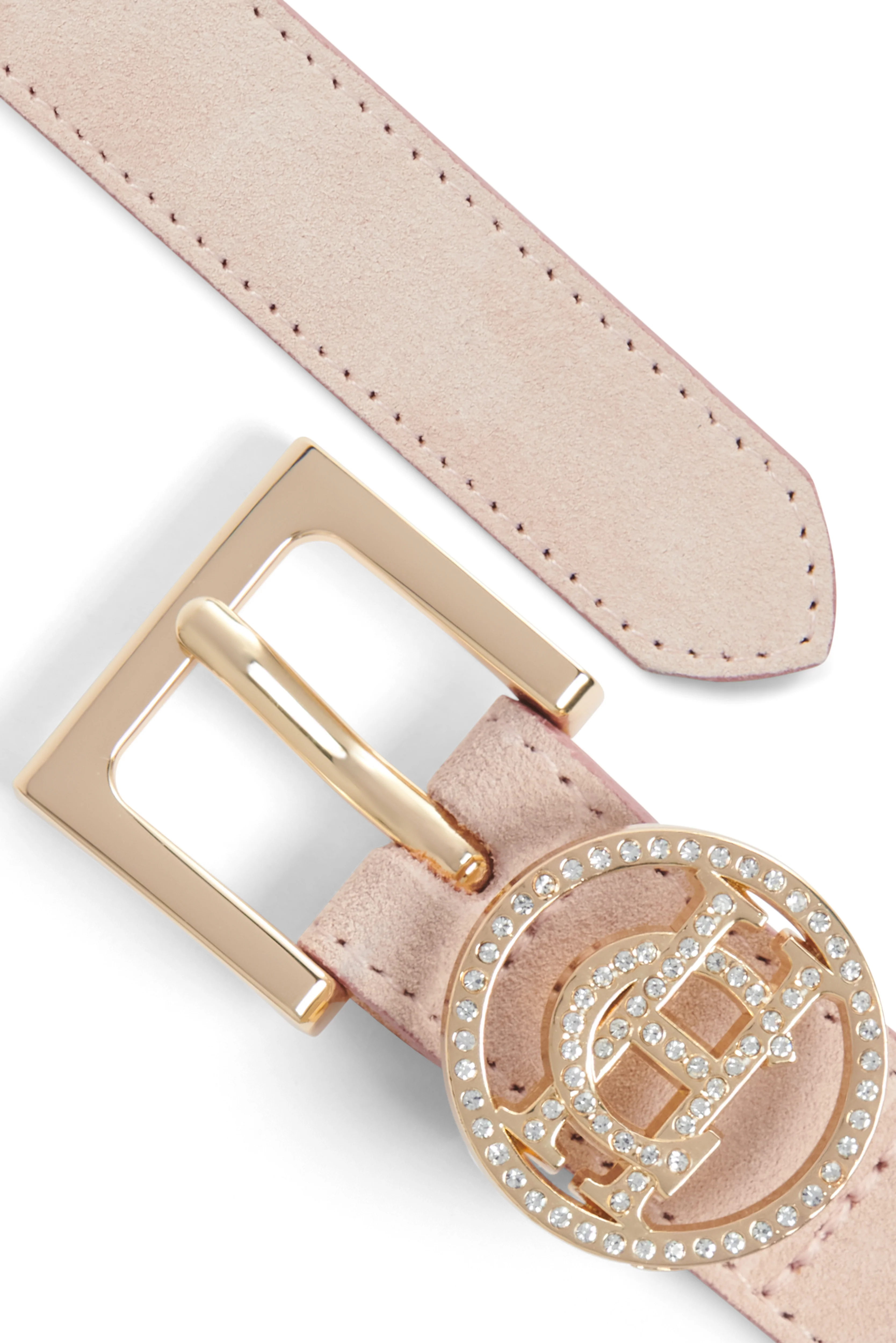 Crystal Logo Slim Belt (Blush Suede) - Image 6
