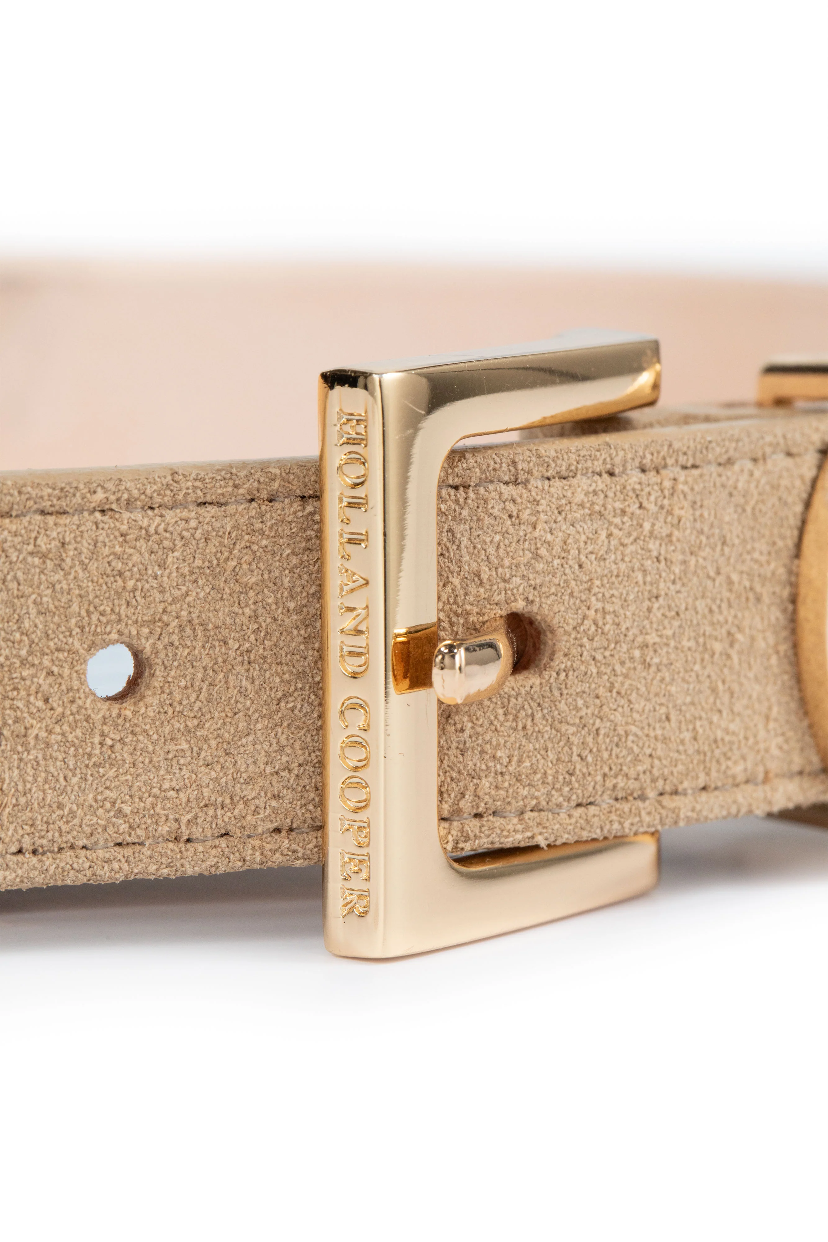 Crystal Slim Logo Belt (Taupe Suede) - Image 5