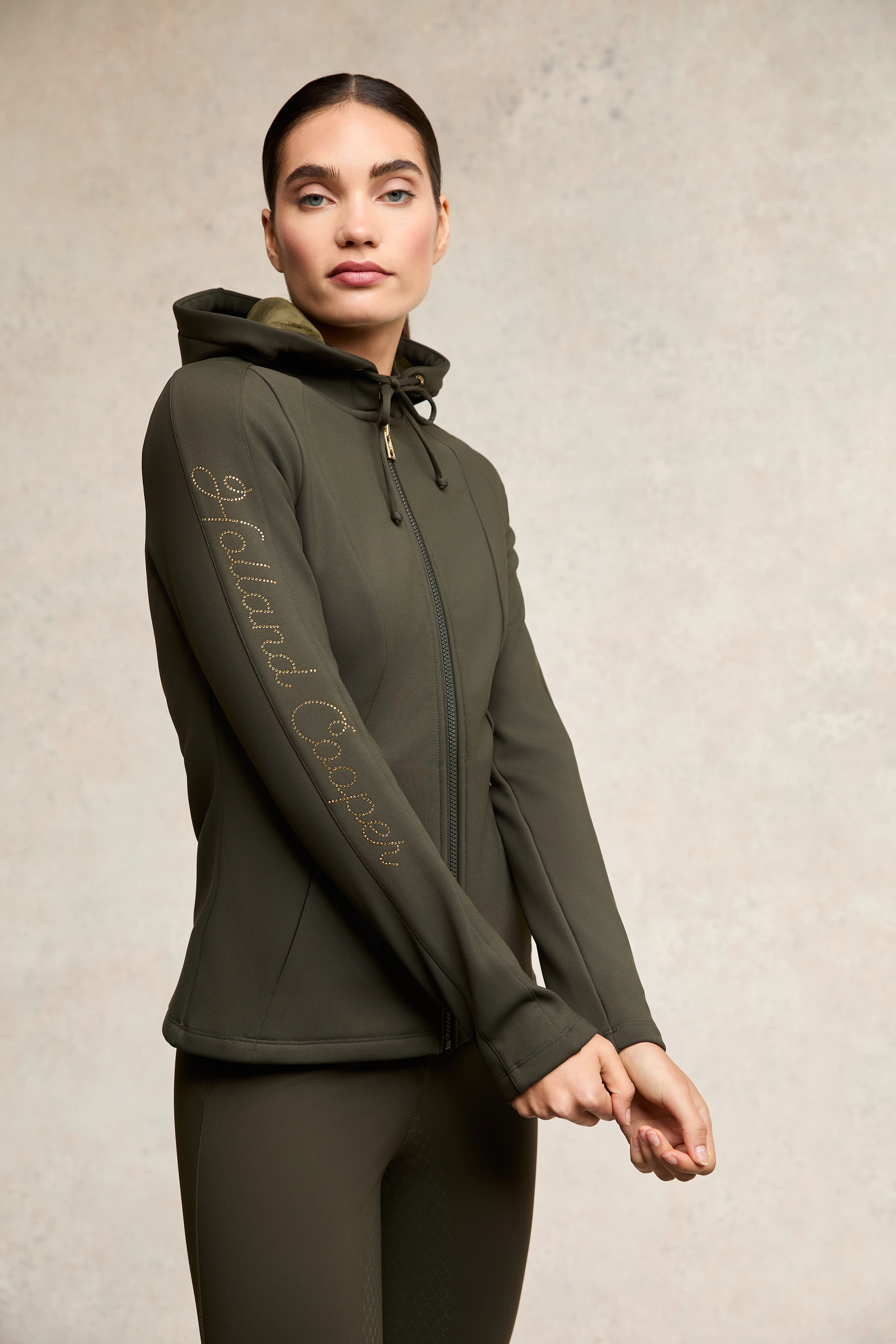 Crystal Zip Hoodie (Dark Olive) - Image 3