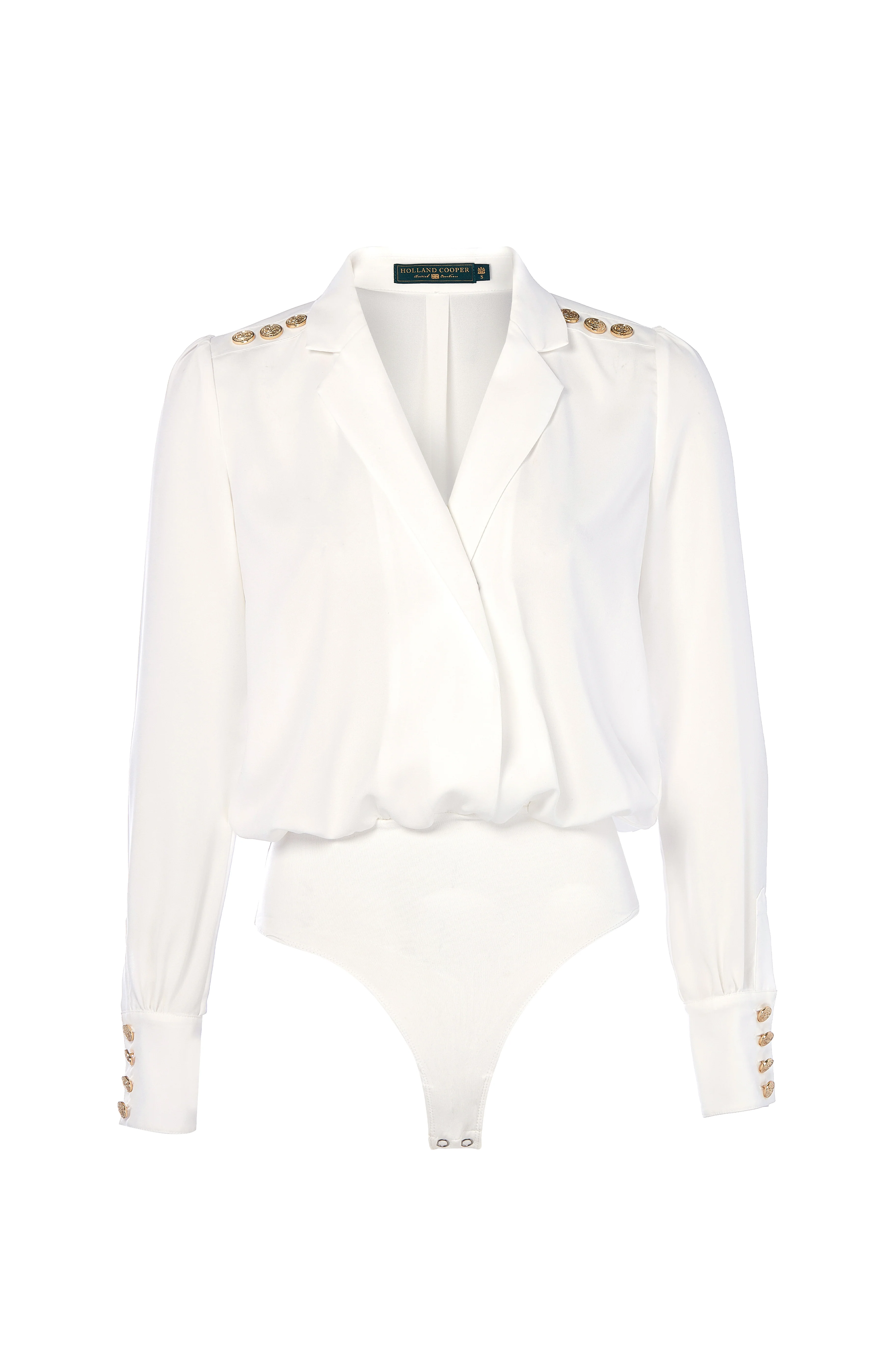Cupro Shirt Bodysuit (White) - Image 4