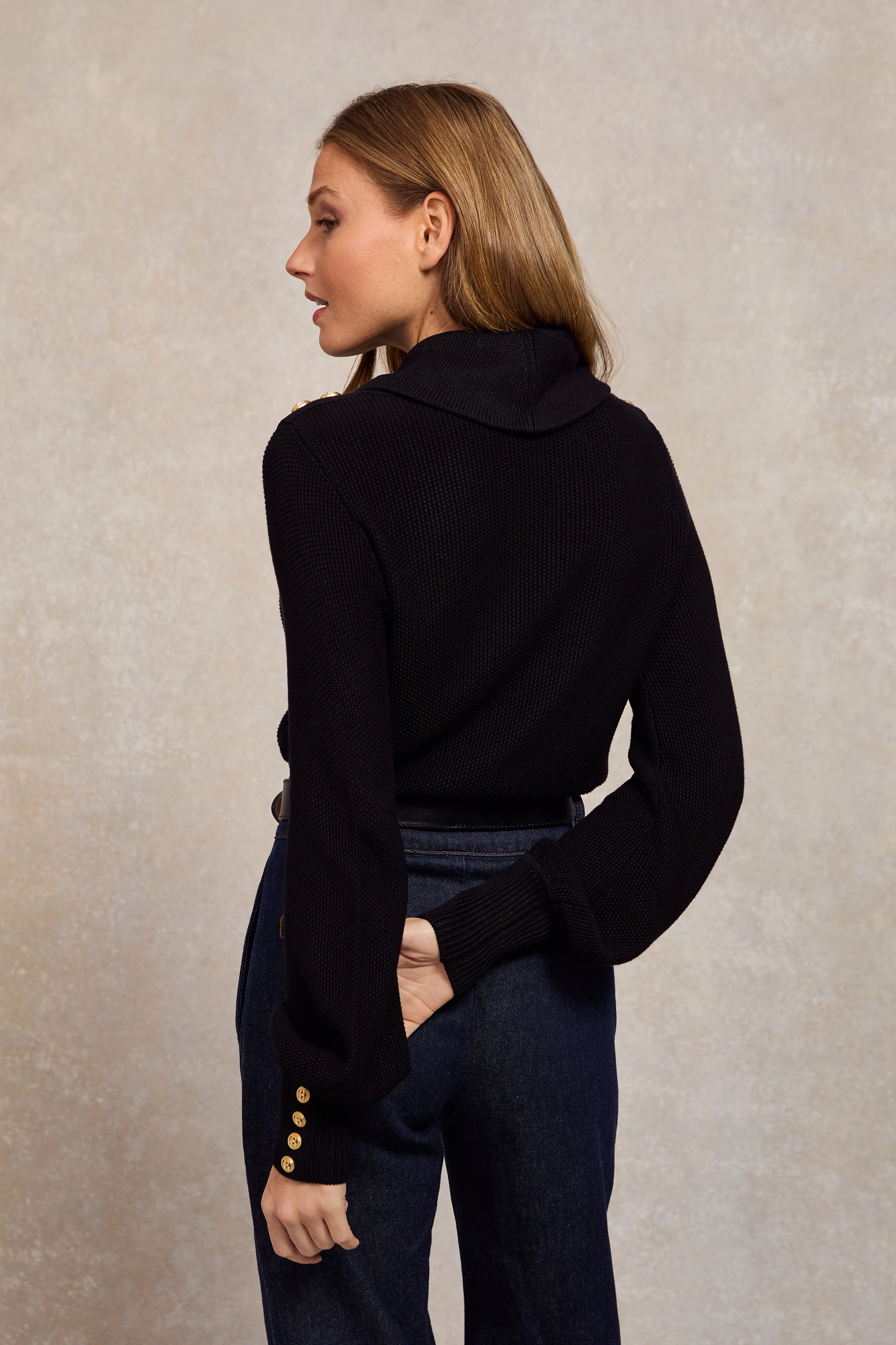 Daisy Roll Neck Knit (Black) - Image 6