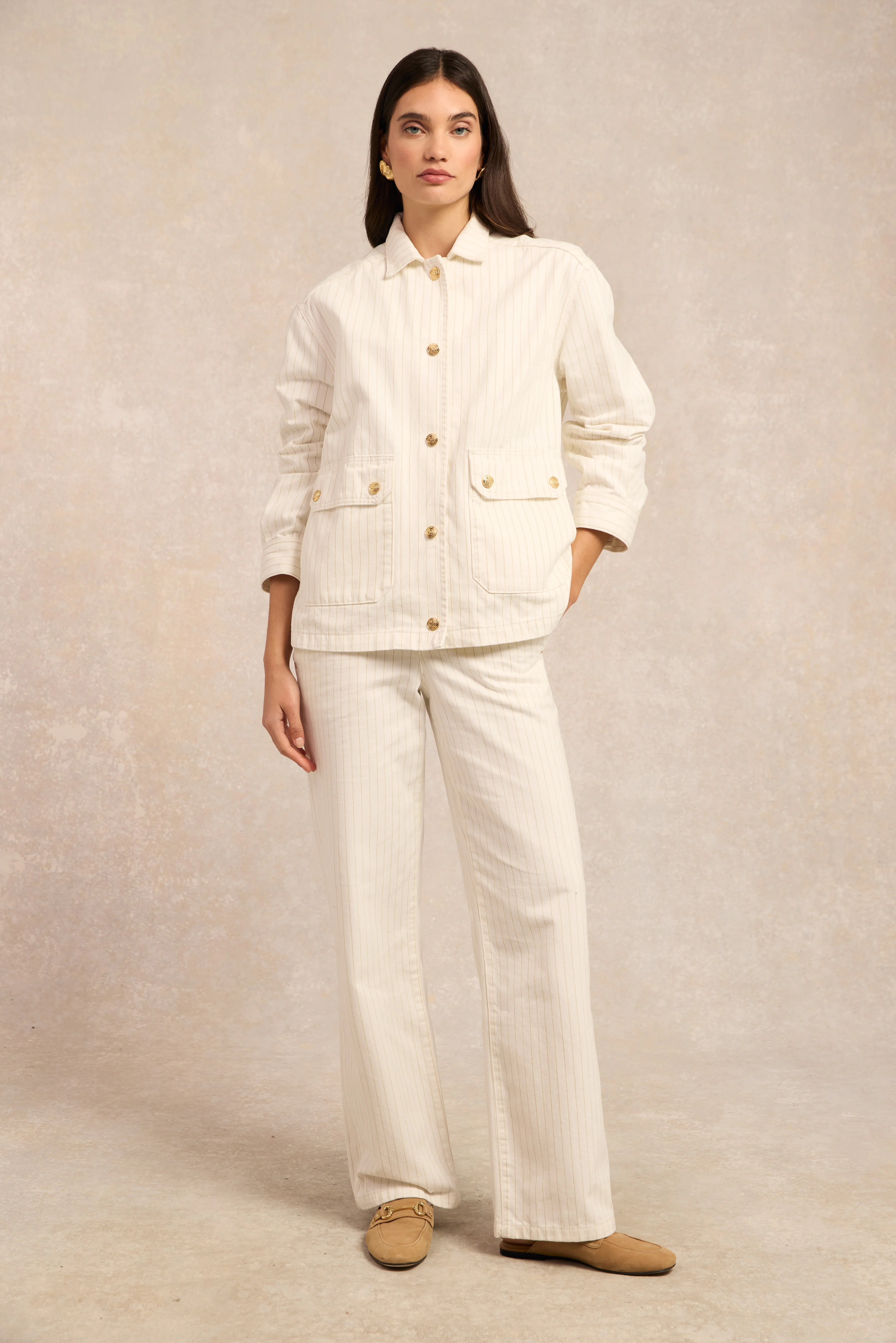 Denim Chore Jacket (Ecru Stripe) - Image 2