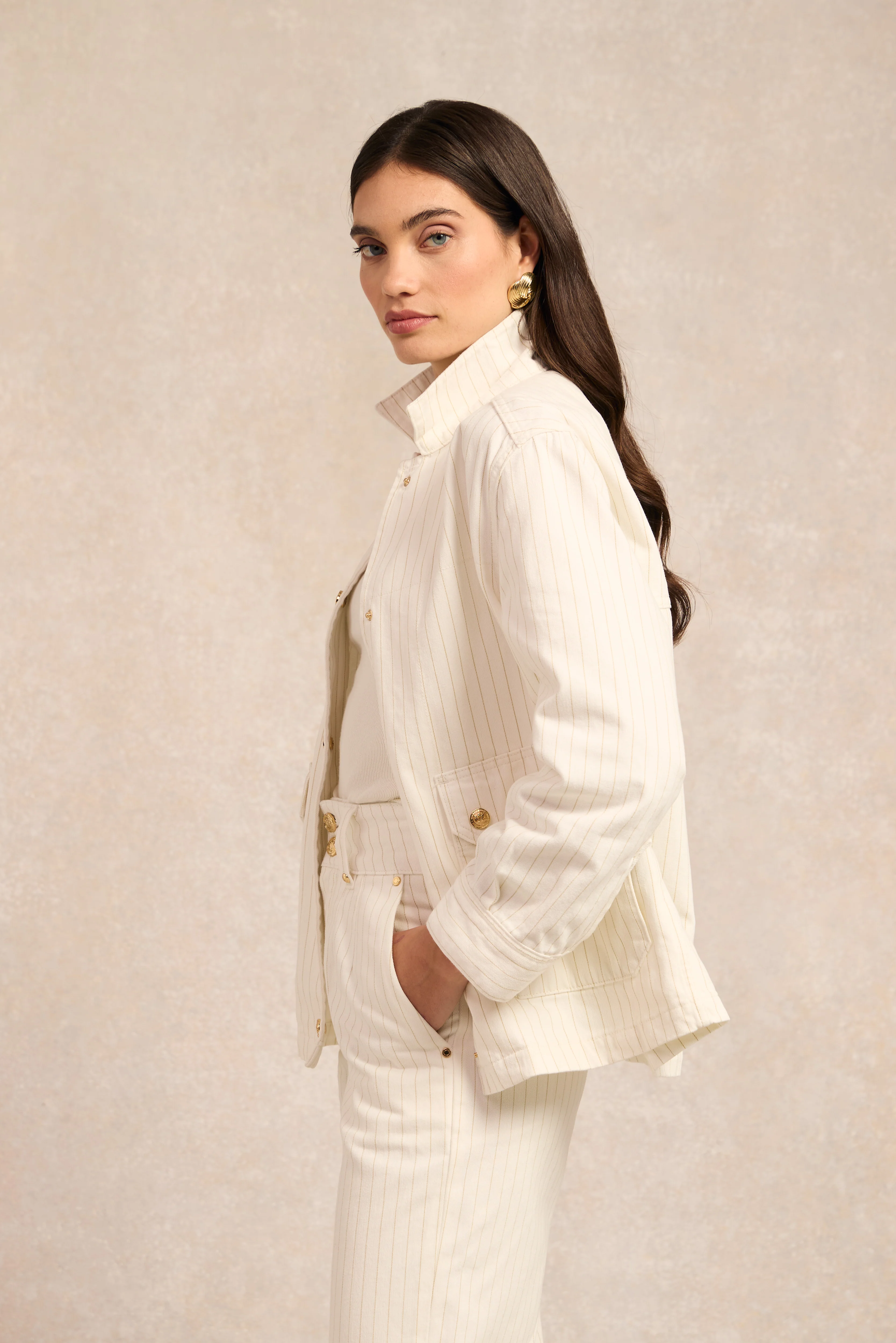 Denim Chore Jacket (Ecru Stripe) - Image 3