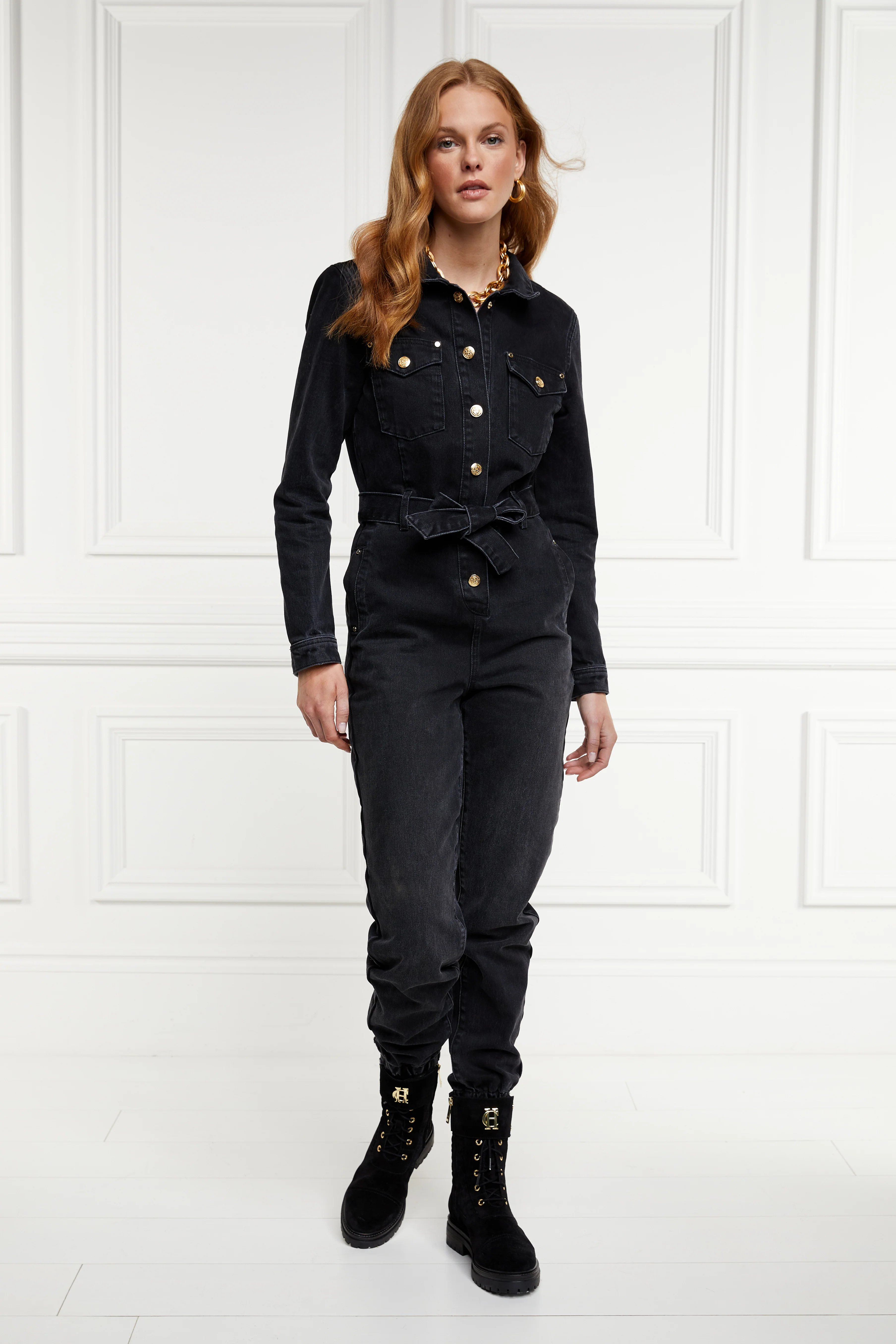 Denim Jumpsuit (Washed Black) - Image 6