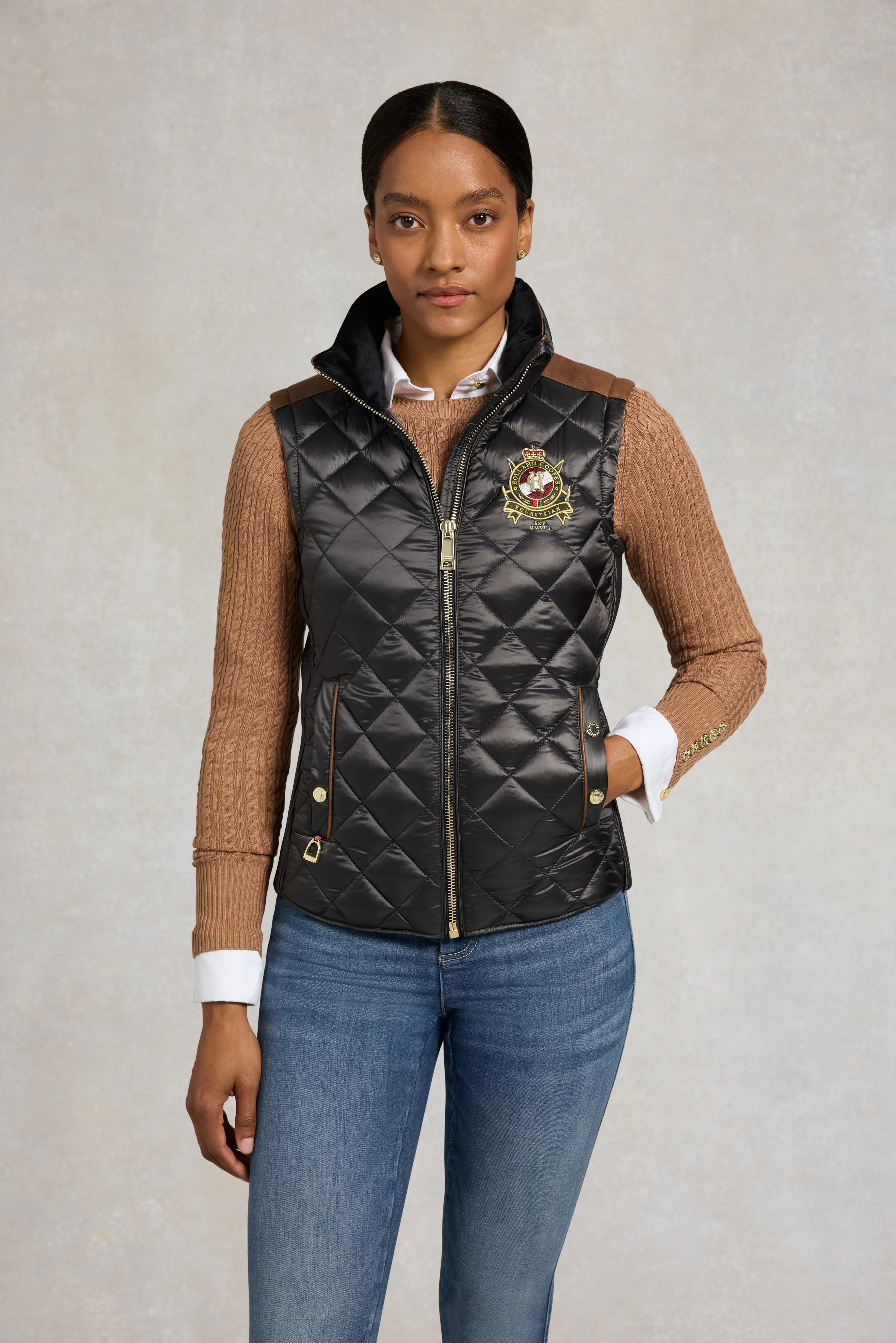Diamond Quilt Classic Gilet (Khaki) - Image 2