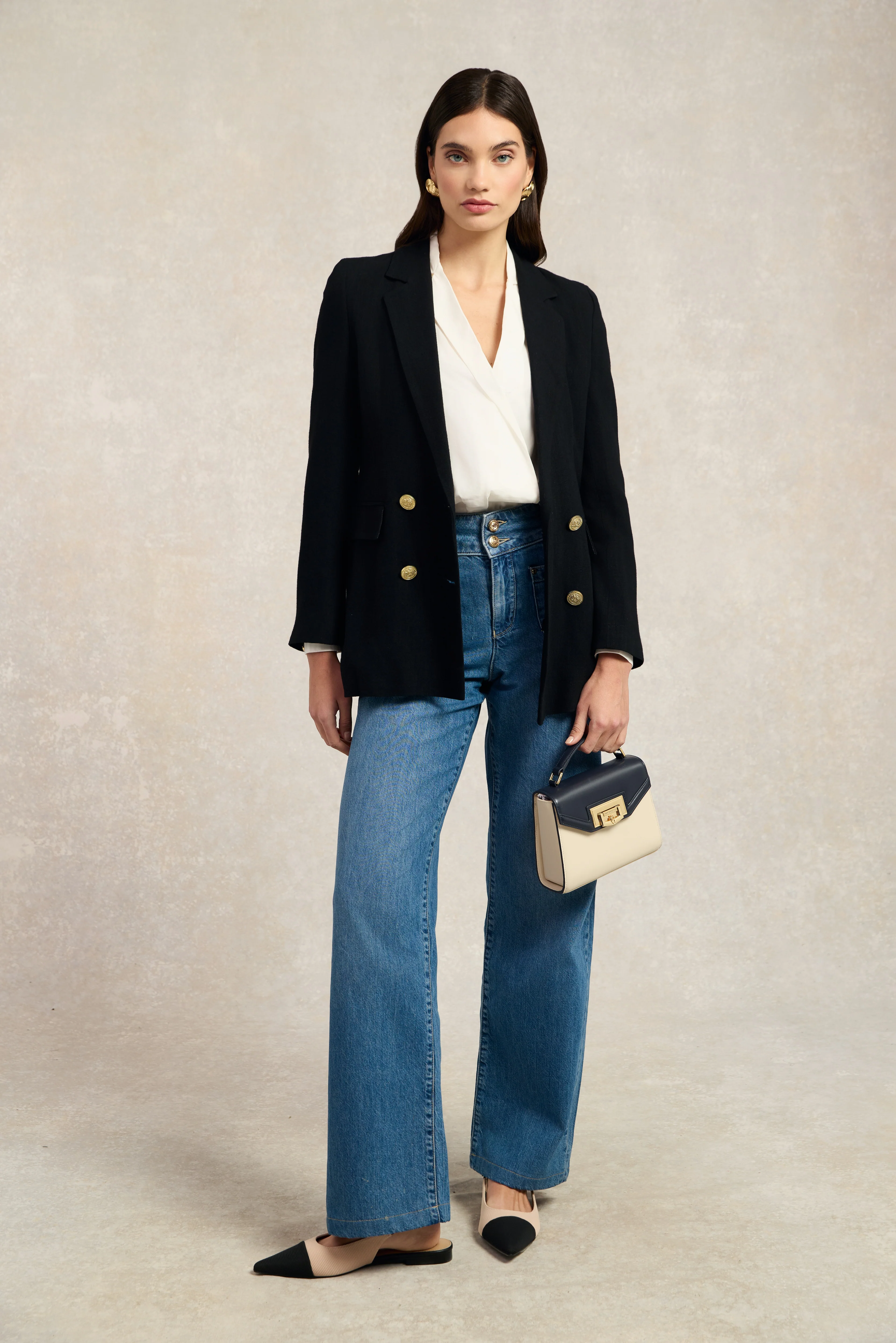 Double Breasted Blazer (Black Linen) - Image 6