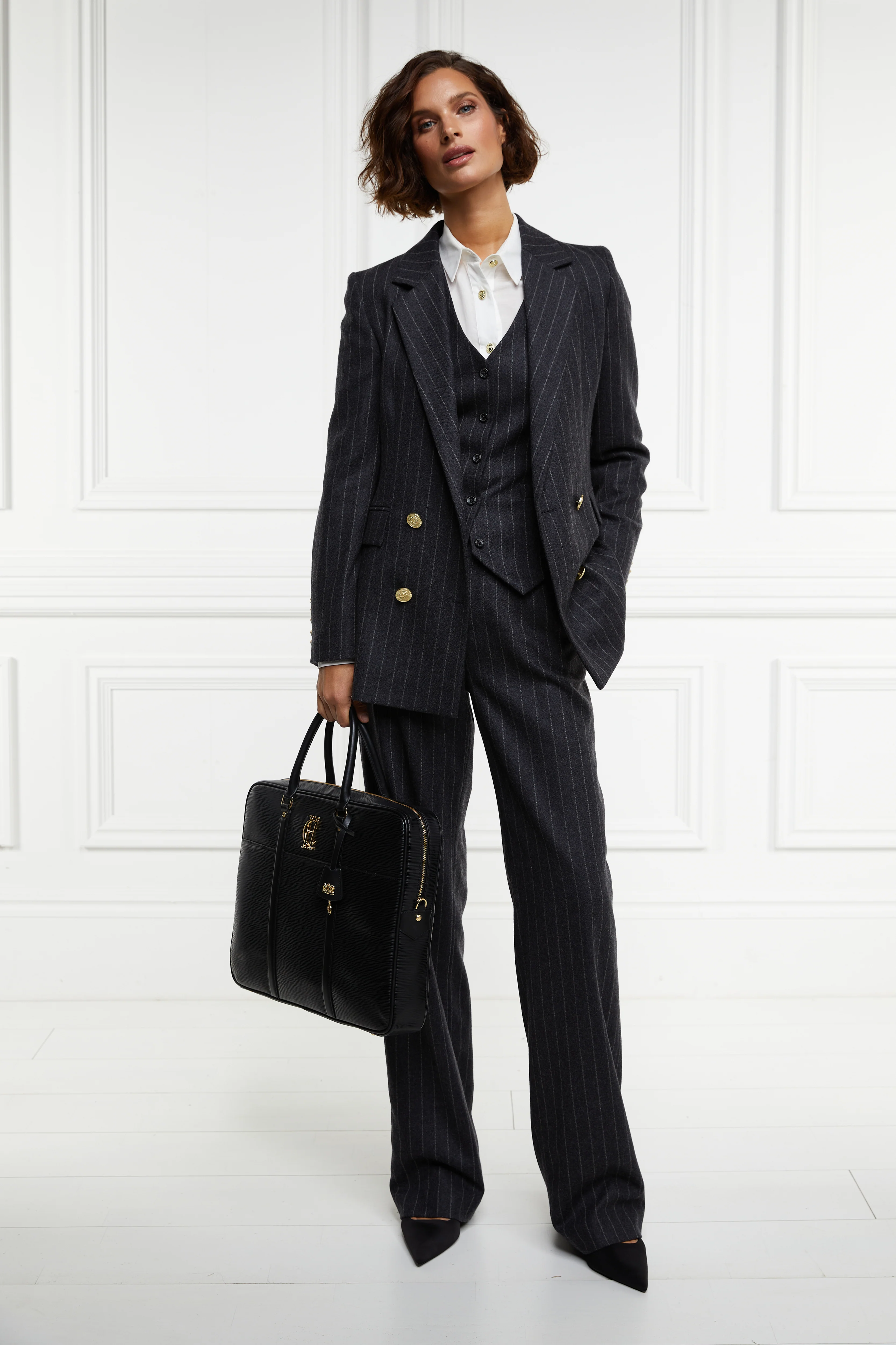 Double Breasted Blazer (Charcoal Pinstripe) - Image 9