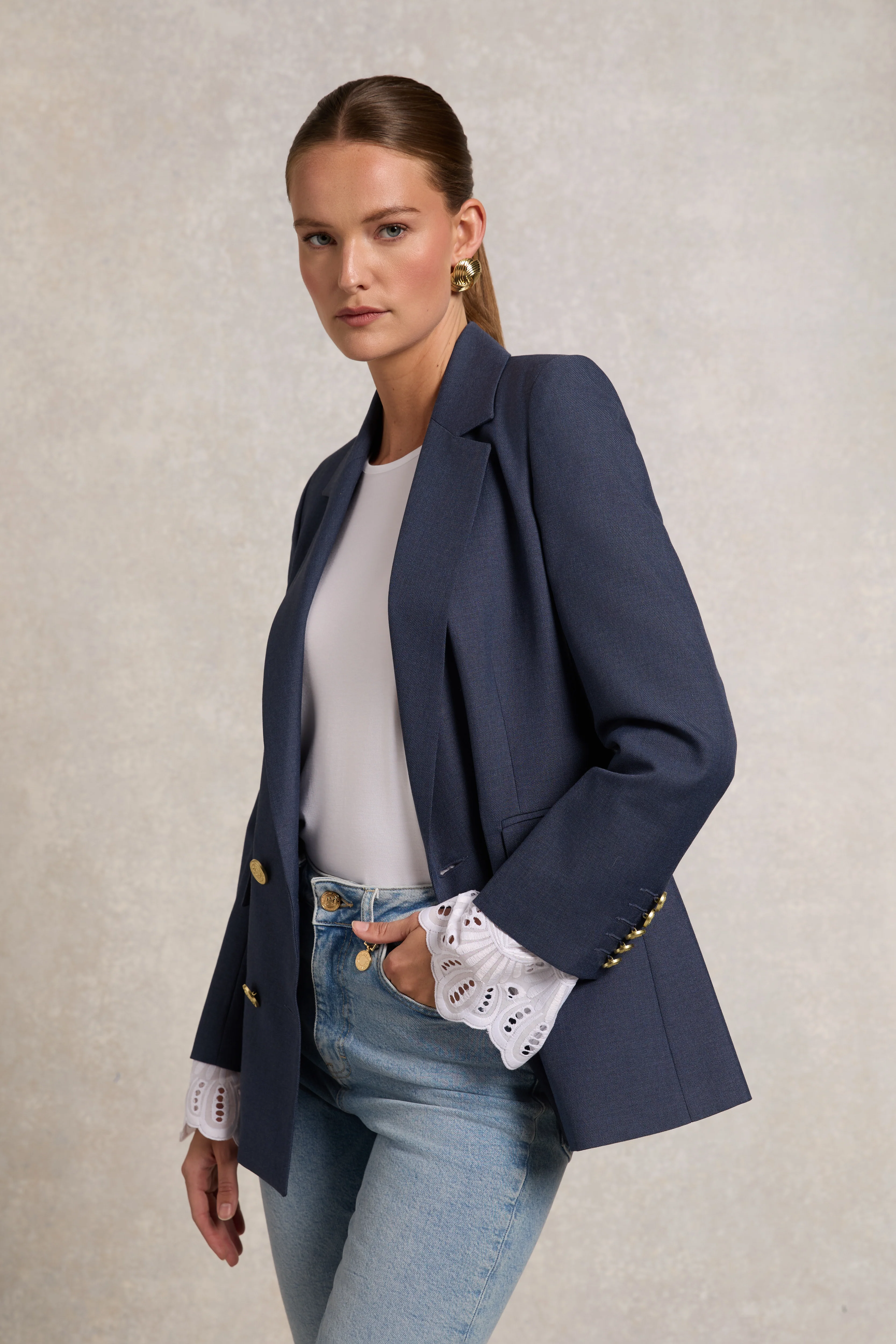 Double Breasted Blazer (Denim) - Image 2