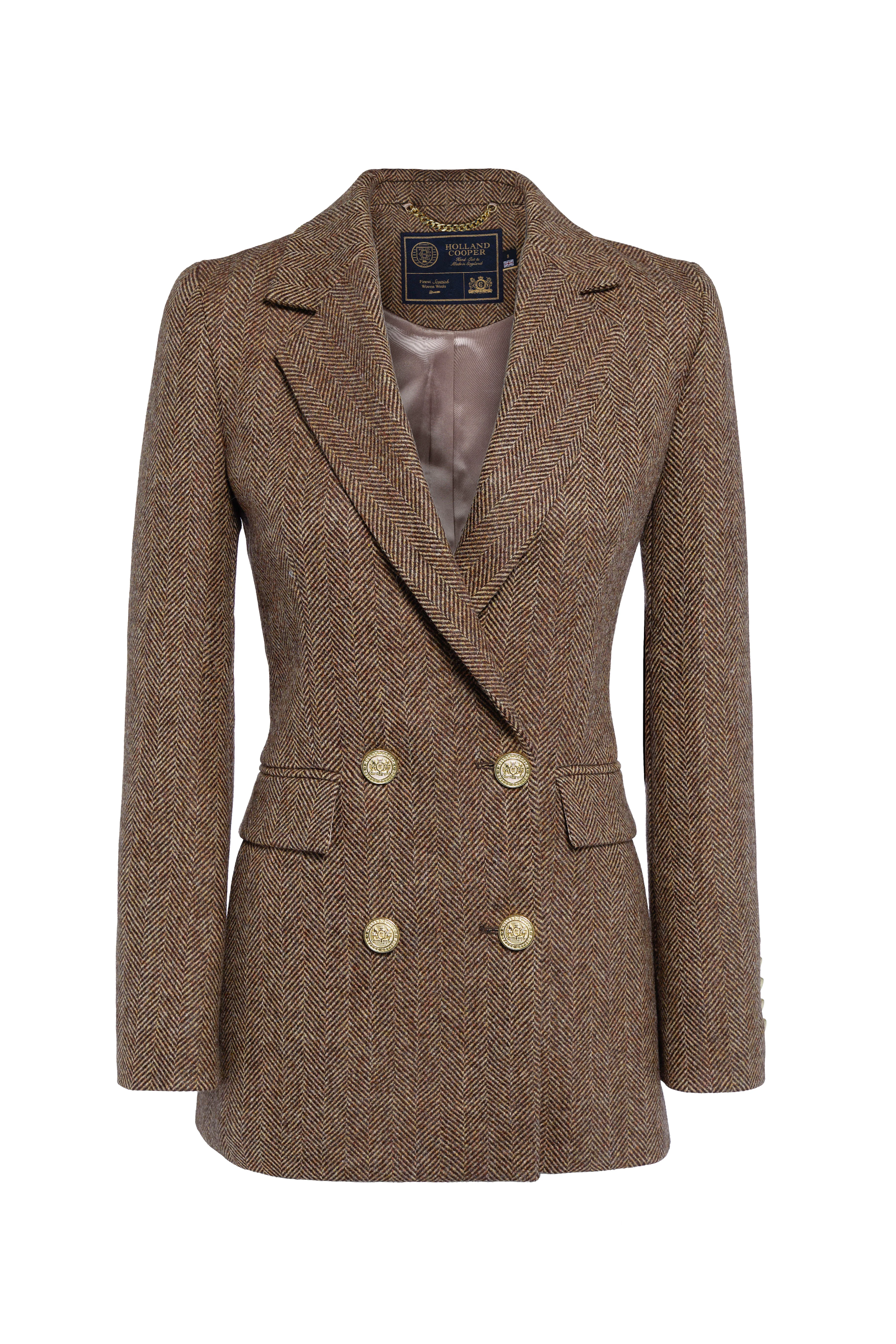 Double Breasted Blazer (Large Scale Brown Herringbone) - Image 4