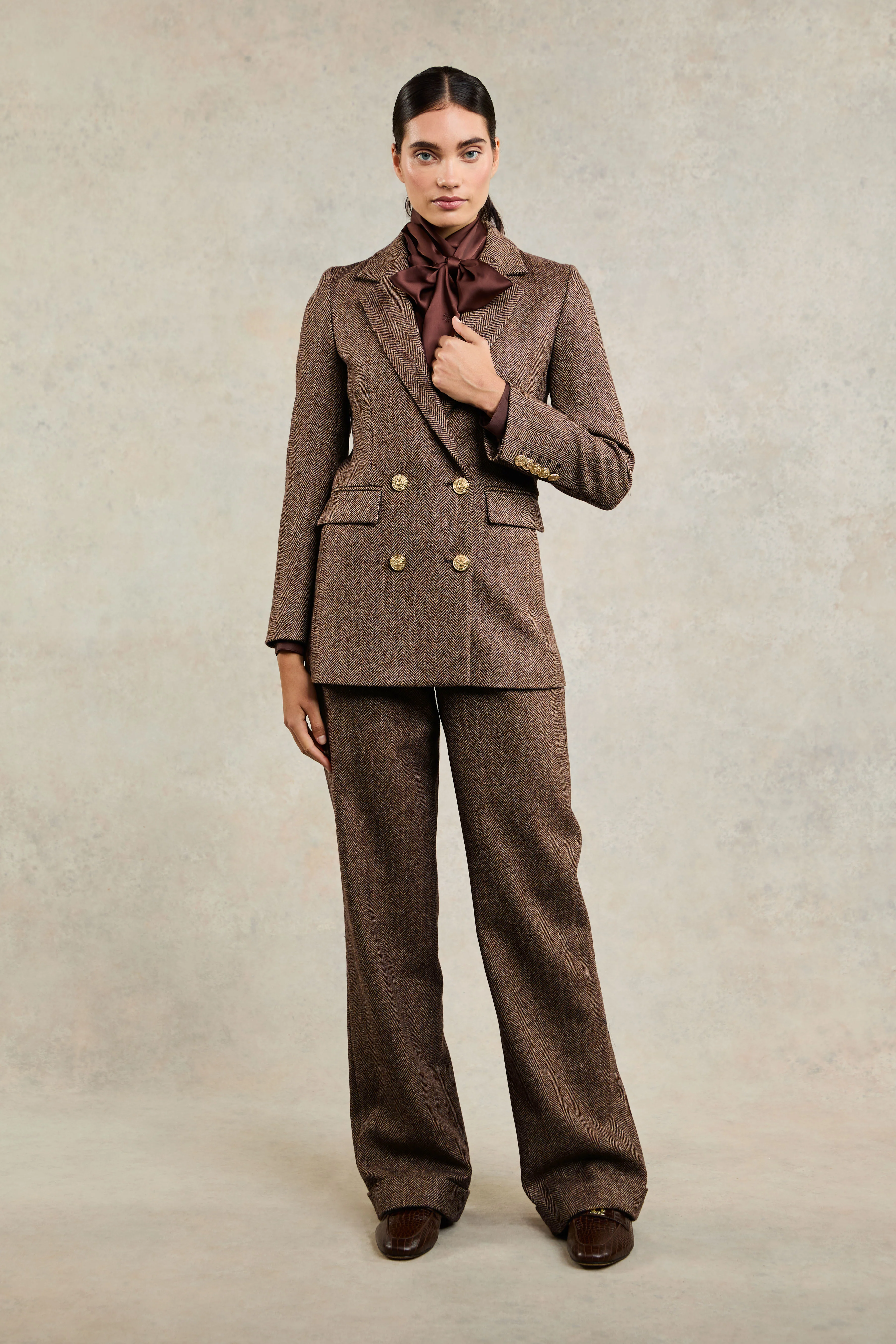 Double Breasted Blazer (Large Scale Brown Herringbone) - Image 6