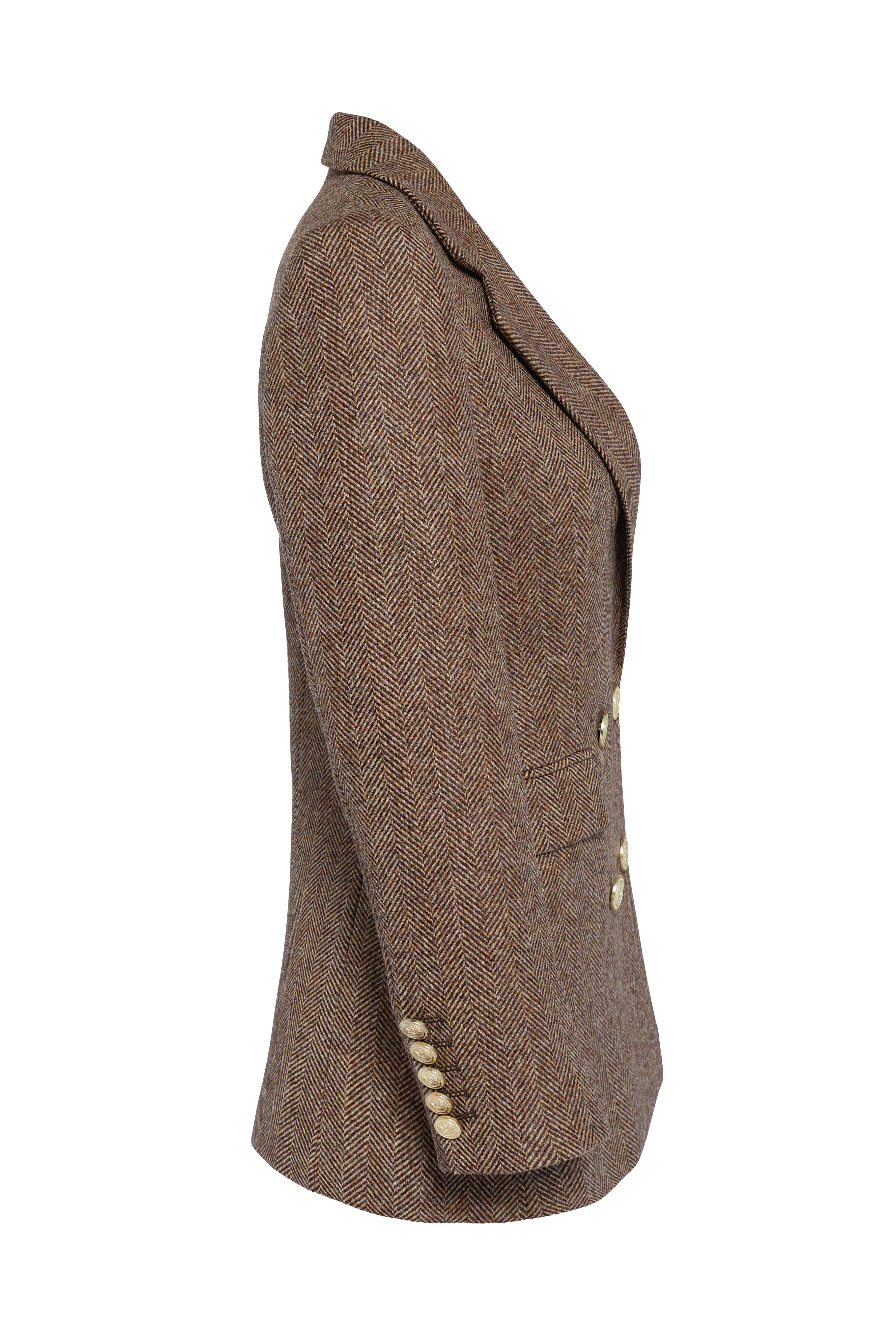 Double Breasted Blazer (Large Scale Brown Herringbone) - Image 9