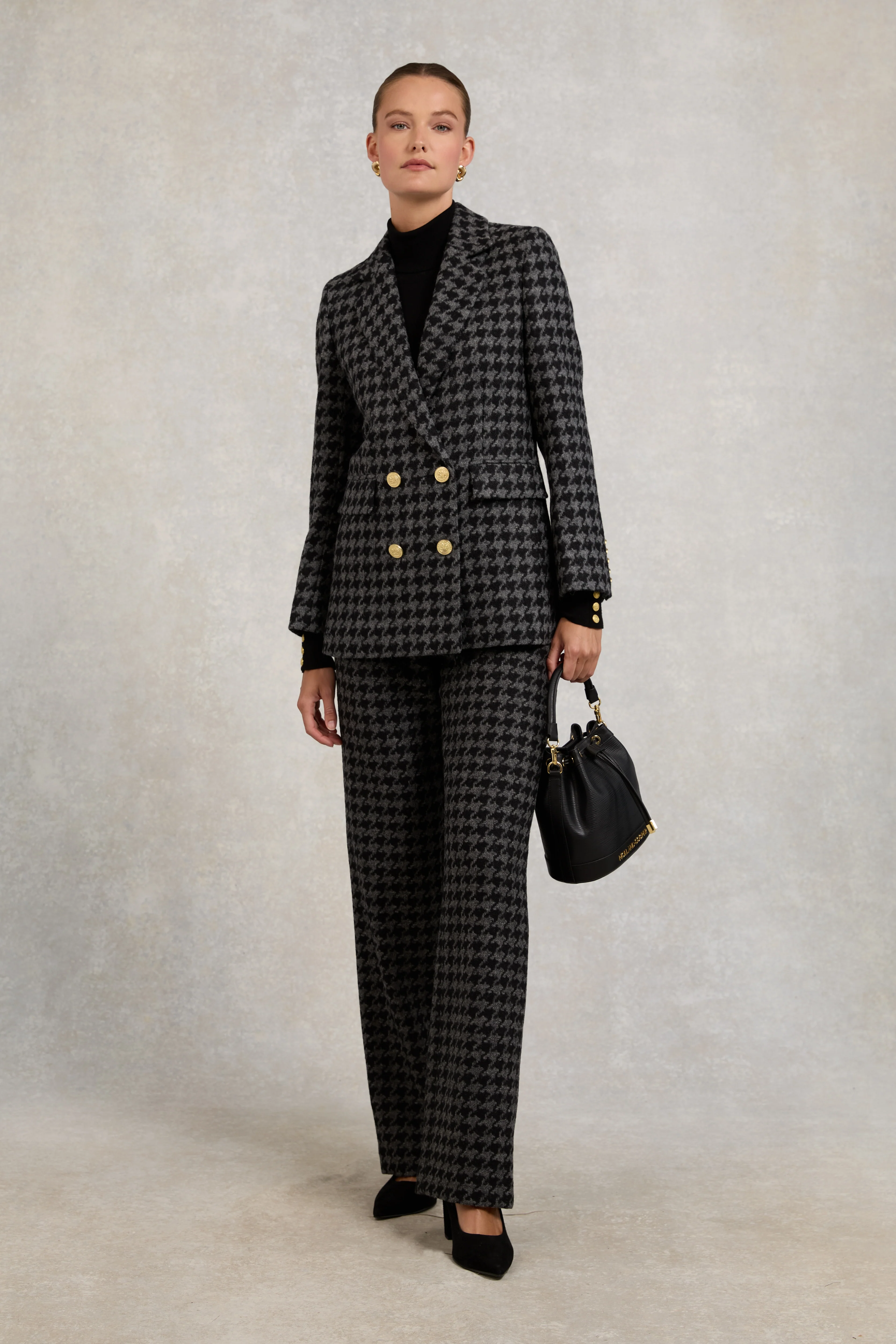 Double Breasted Blazer (Large Scale Charcoal Houndstooth) - Image 3