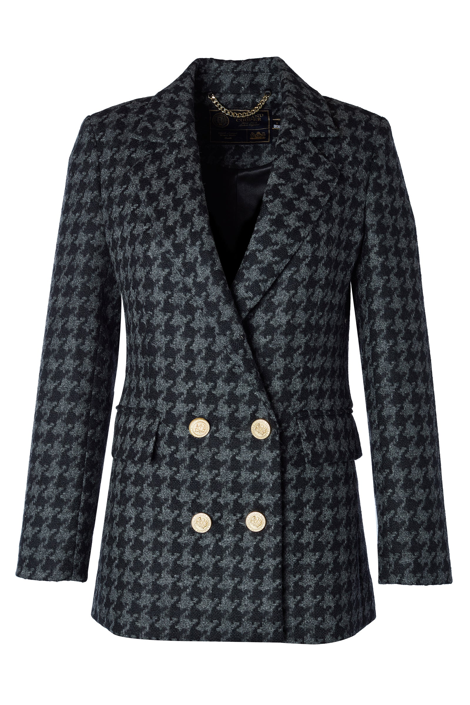 Double Breasted Blazer (Large Scale Charcoal Houndstooth) - Image 4