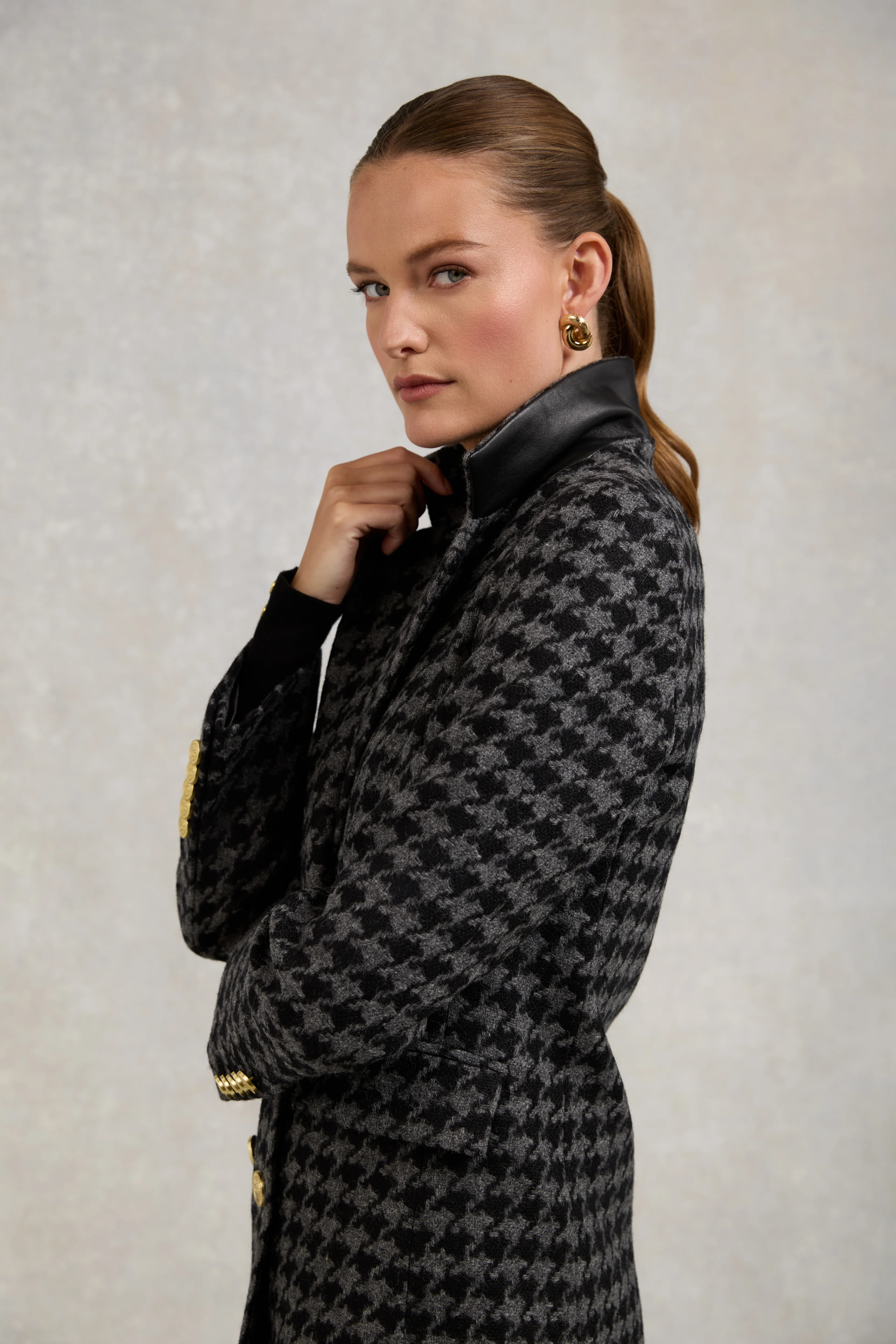 Double Breasted Blazer (Large Scale Charcoal Houndstooth) - Image 6