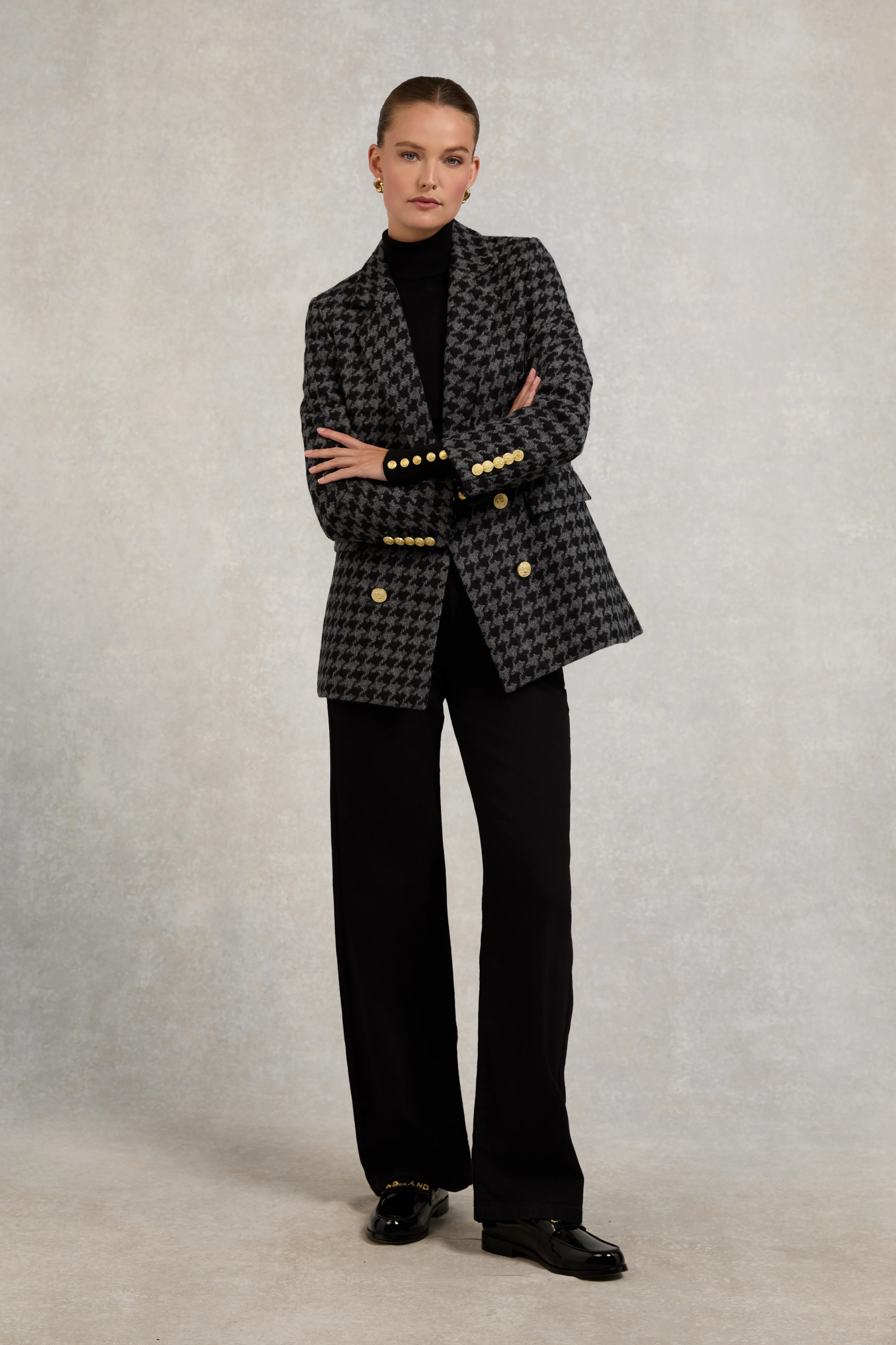 Double Breasted Blazer (Large Scale Charcoal Houndstooth) - Image 7
