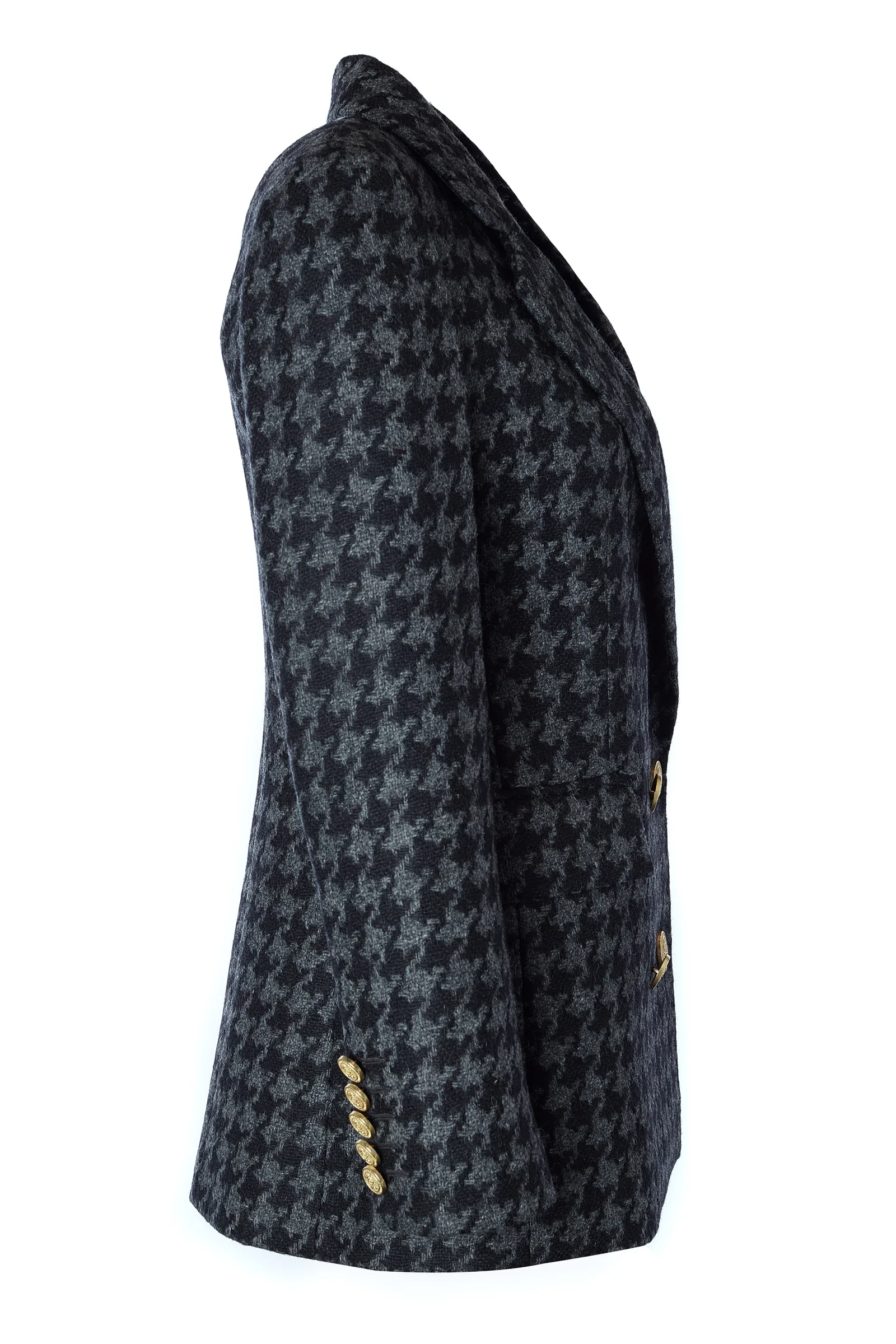 Double Breasted Blazer (Large Scale Charcoal Houndstooth) - Image 9