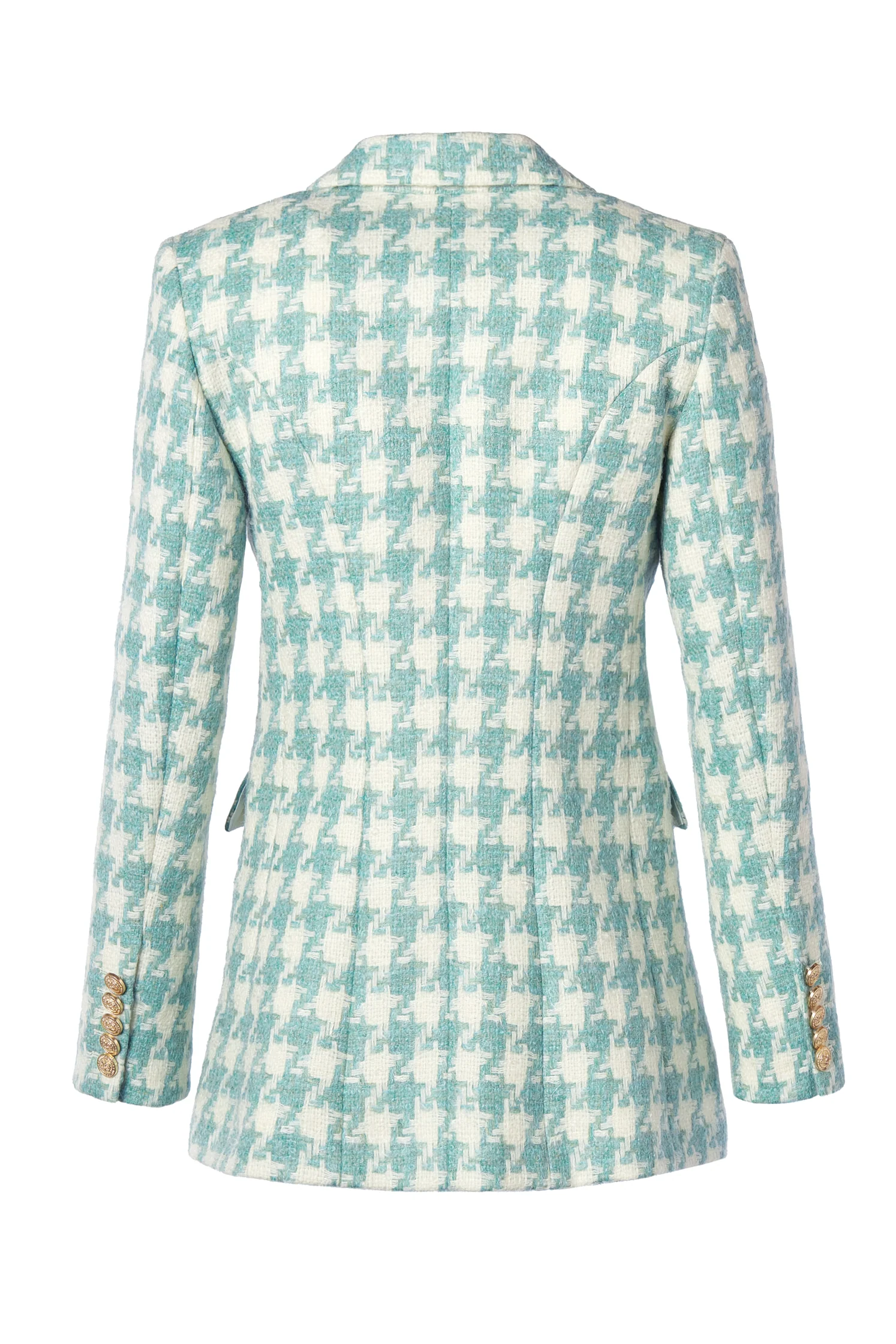 Double Breasted Blazer (Large Scale Teal Houndstooth) - Image 7