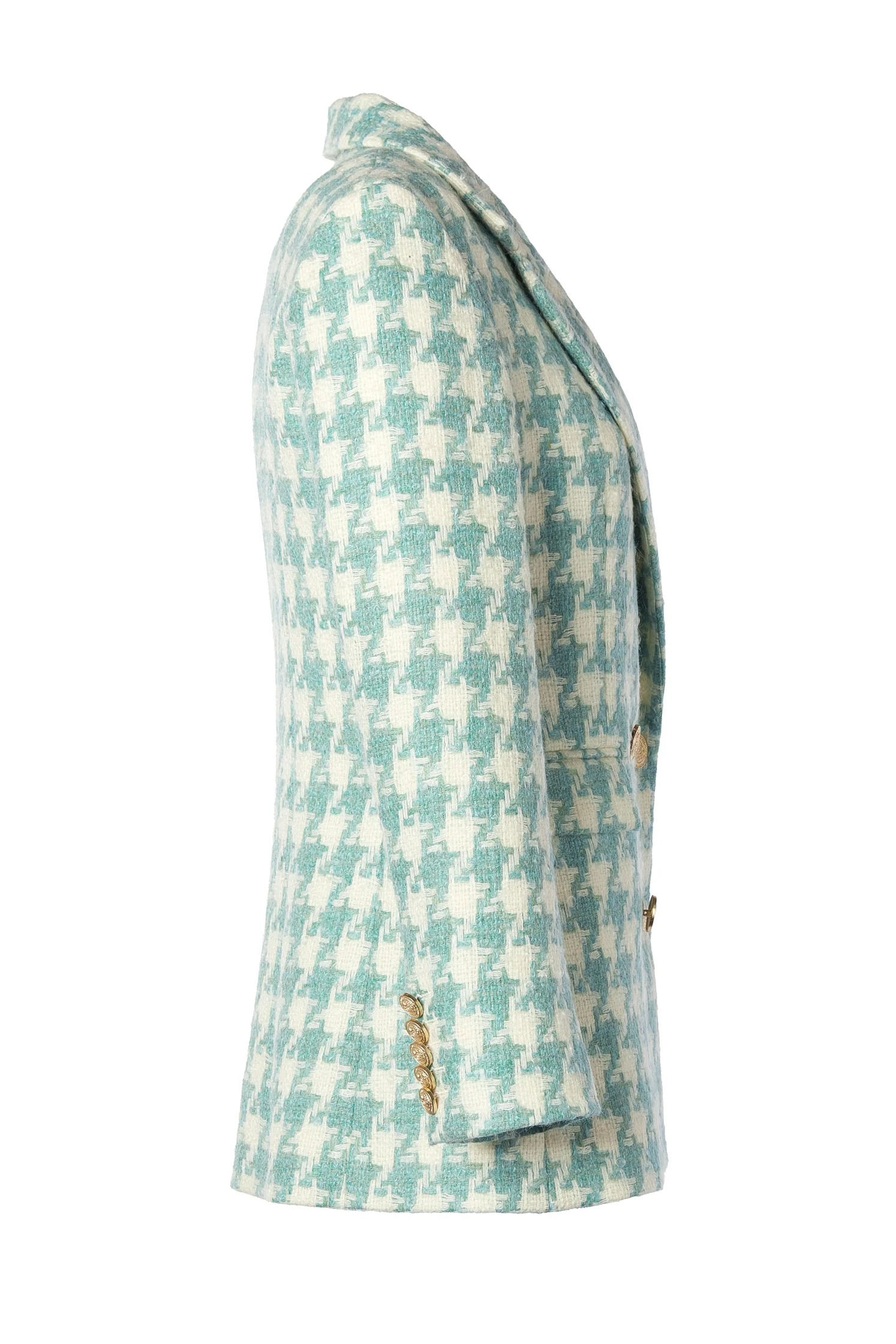 Double Breasted Blazer (Large Scale Teal Houndstooth) - Image 9