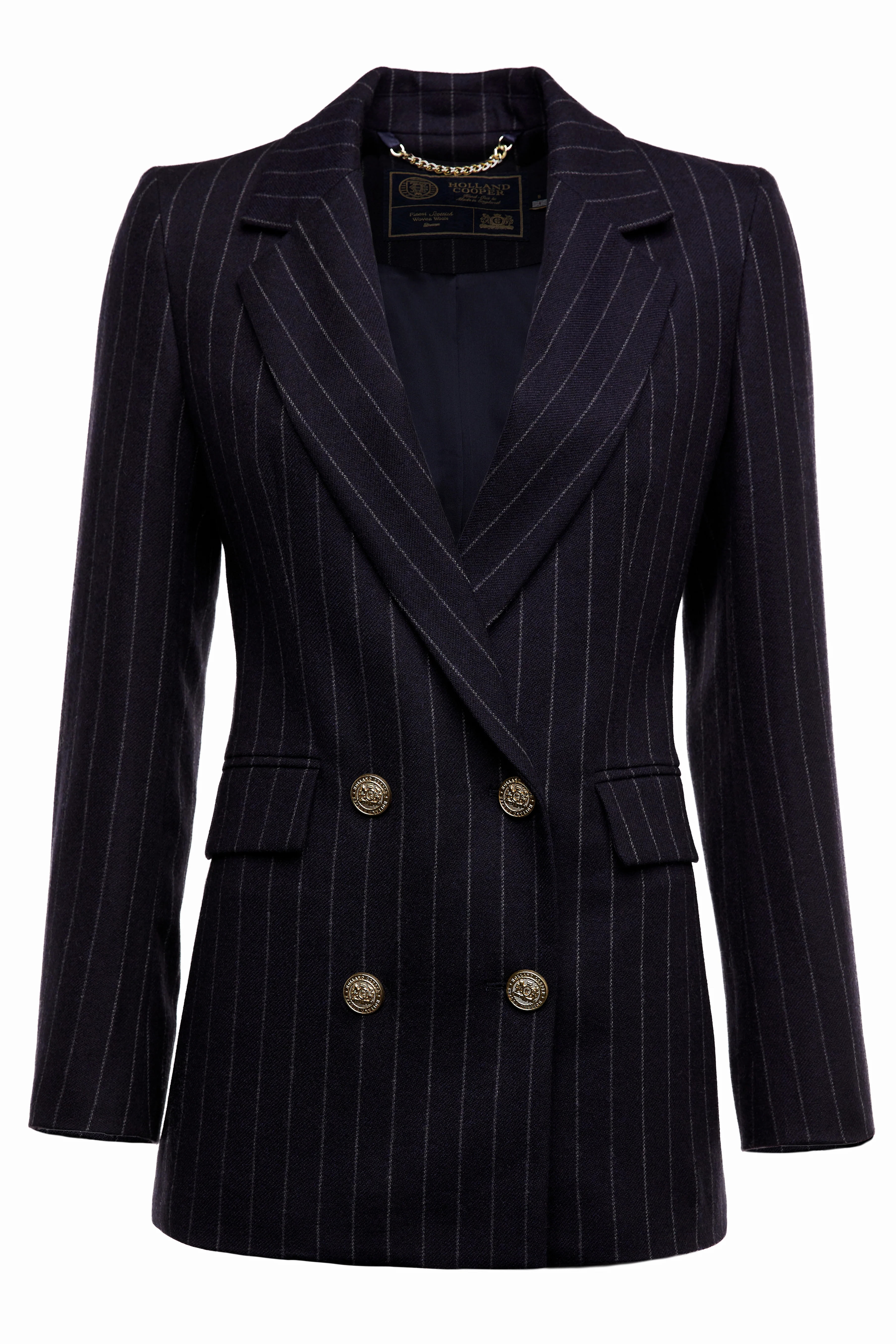 Double Breasted Blazer (Navy Chalk Pinstripe) - Image 4