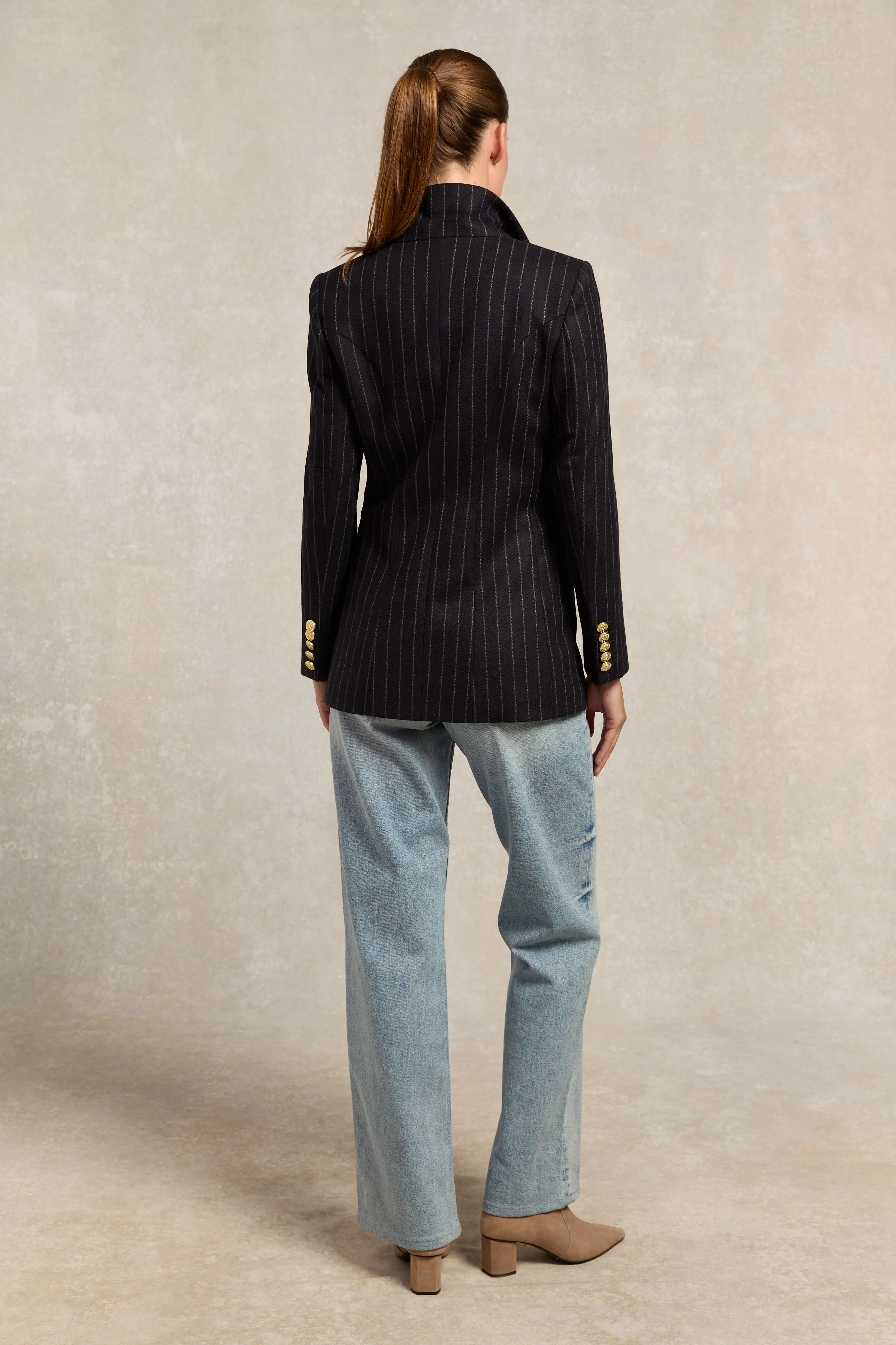 Double Breasted Blazer (Navy Chalk Pinstripe) - Image 8