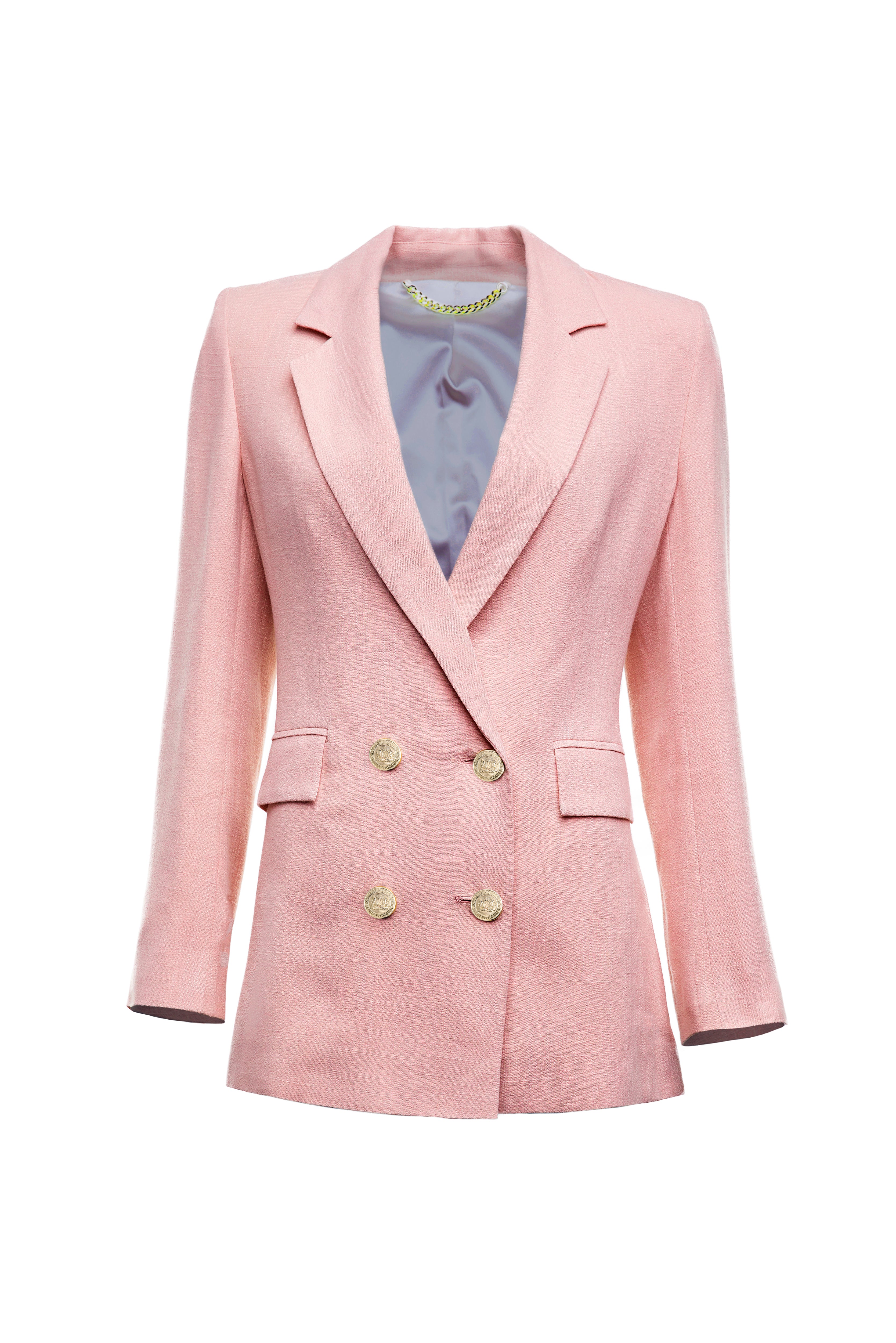 Double Breasted Blazer (Pink Linen) - Image 4